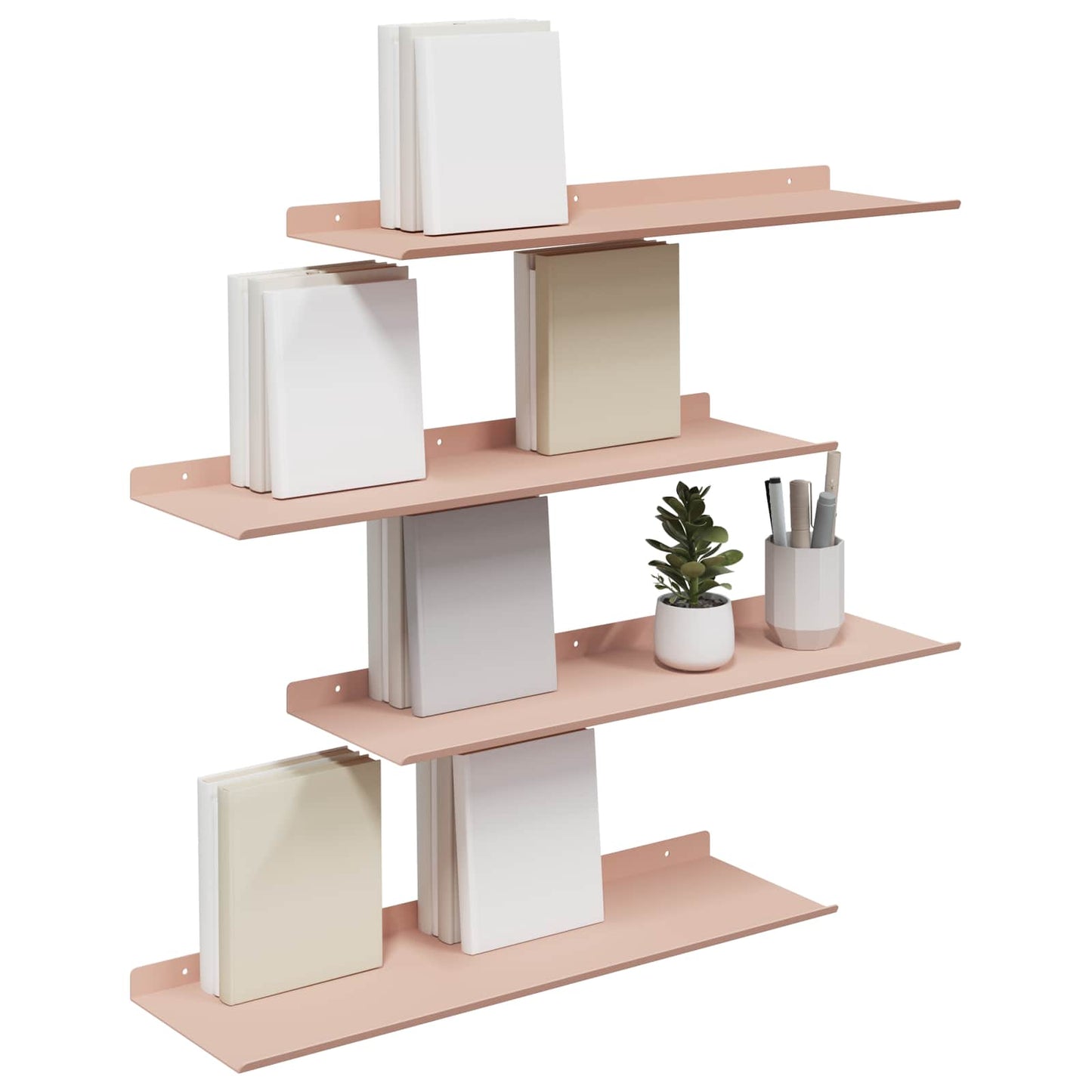 Floating Shelf Wall-mounted 4 pcs Pink 60 x 18 x 2.5 cm Steel