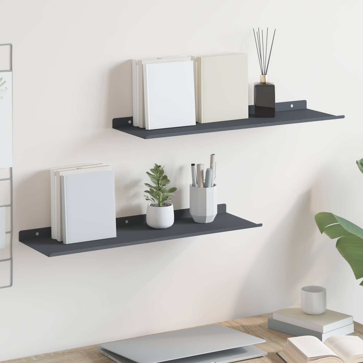 Floating Shelf 2 pcs Anthracite 60 x 18 x 2.5 cm Steel