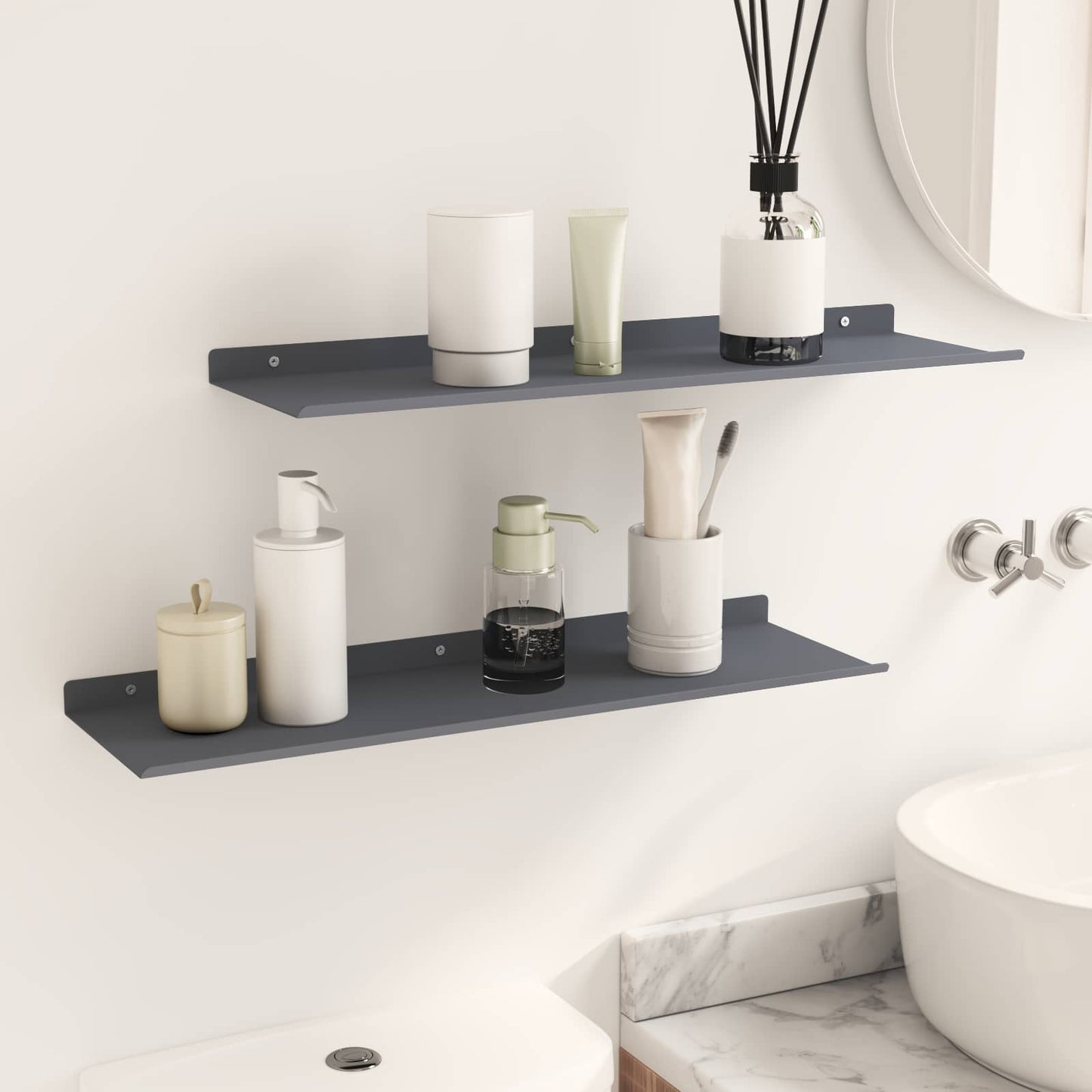 Floating Shelf 2 pcs Anthracite 60 x 18 x 2.5 cm Steel