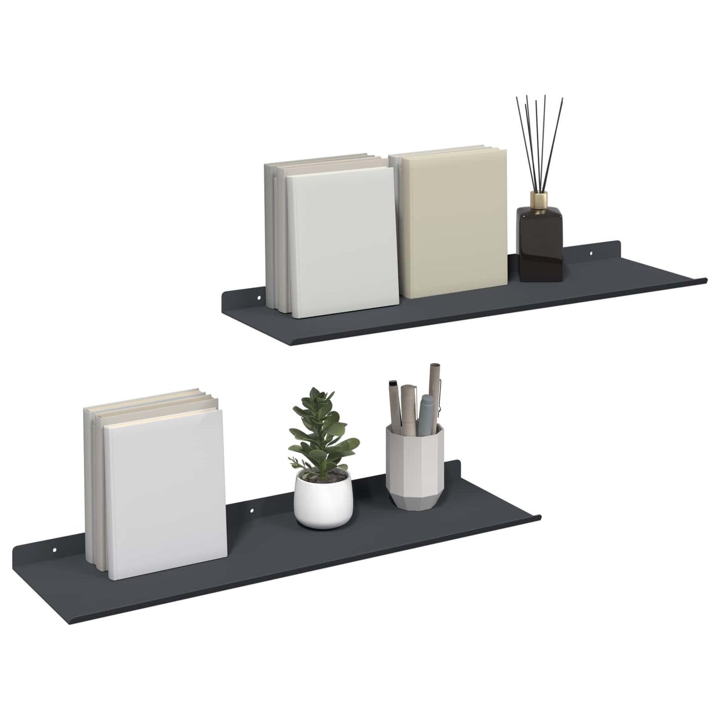 Floating Shelf 2 pcs Anthracite 60 x 18 x 2.5 cm Steel