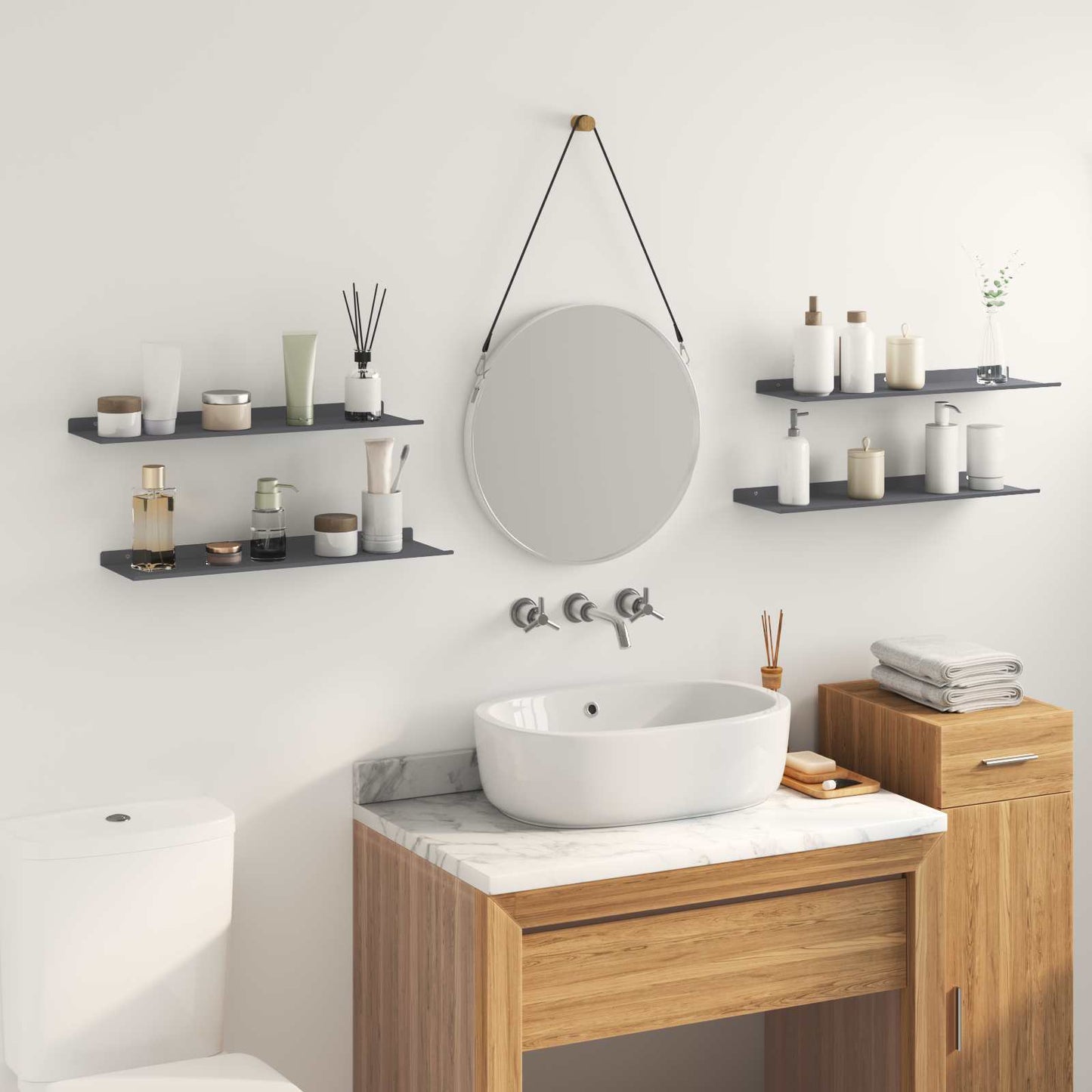 Floating Shelf 4 pcs Anthracite 60 x 18 x 2.5 cm Steel