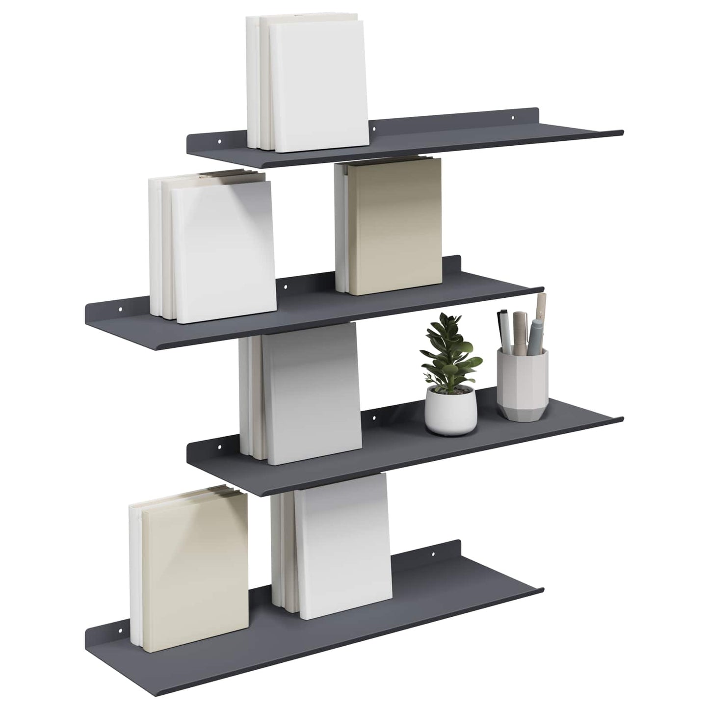 Floating Shelf 4 pcs Anthracite 60 x 18 x 2.5 cm Steel