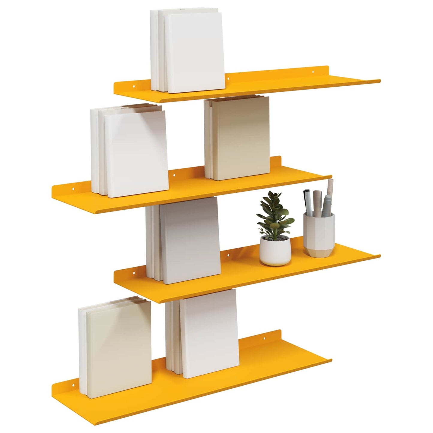 Floating Shelf 4 pcs Mustard Yellow 60 x 18 x 2.5 cm Steel