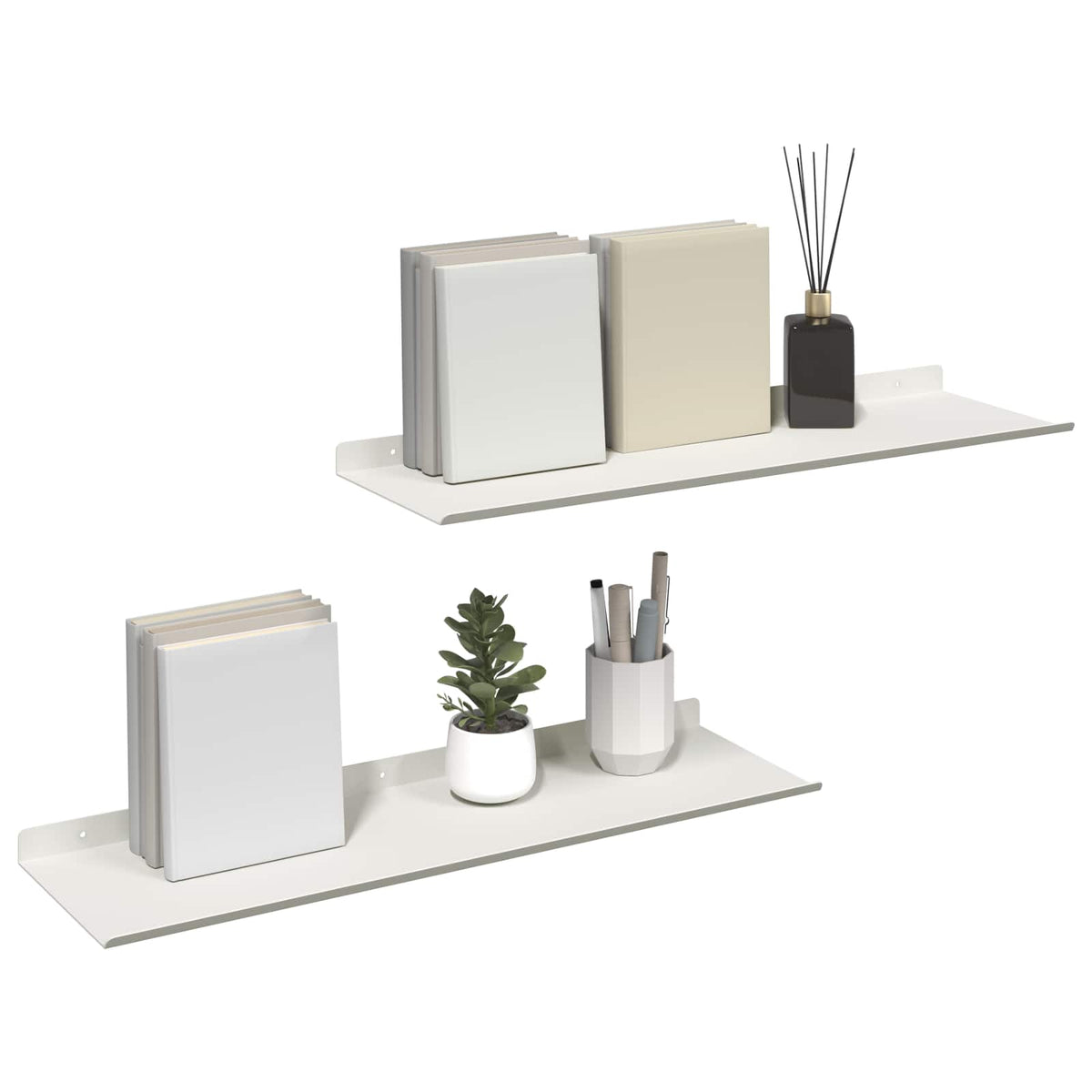Floating Shelf 2 pcs White 60 x 18 x 2.5 cm Steel
