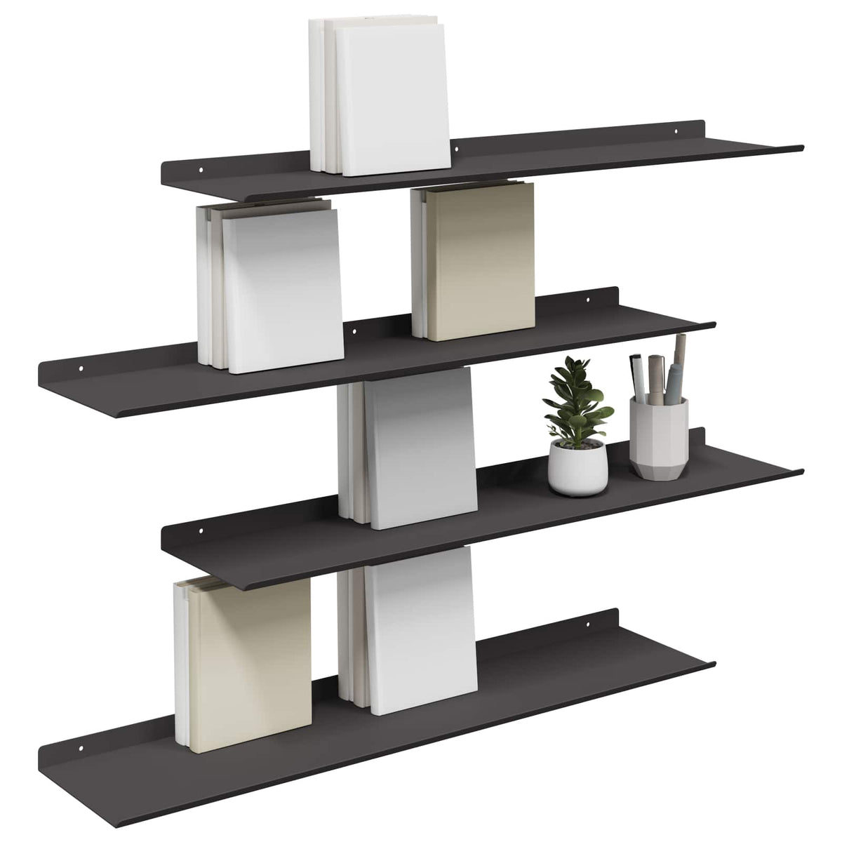Floating Shelf 4 pcs Black 80 x 18 x 2.5 cm Steel