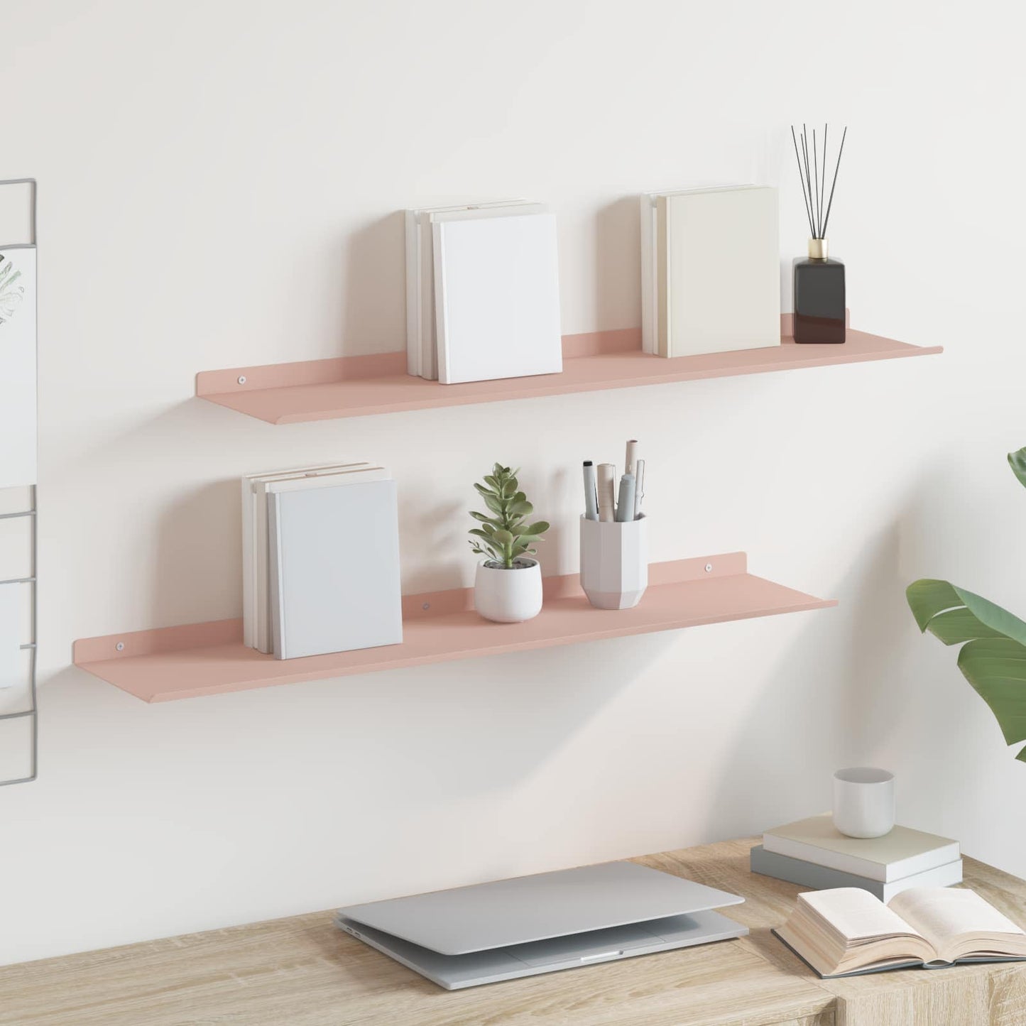 Floating Shelf Wall-mounted 2 pcs Pink 80 x 18 x 2.5 cm Steel