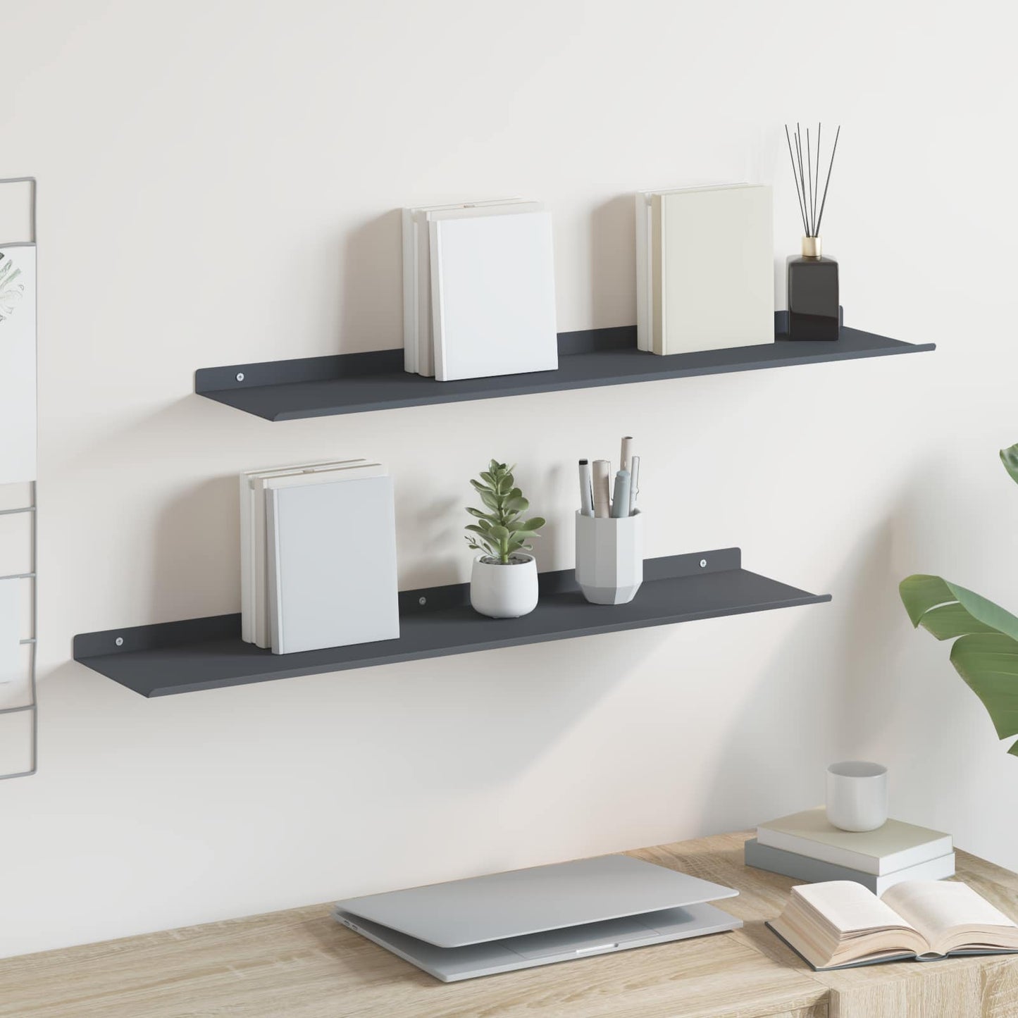 Floating Shelf 2 pcs Anthracite 80 x 18 x 2.5 cm Steel