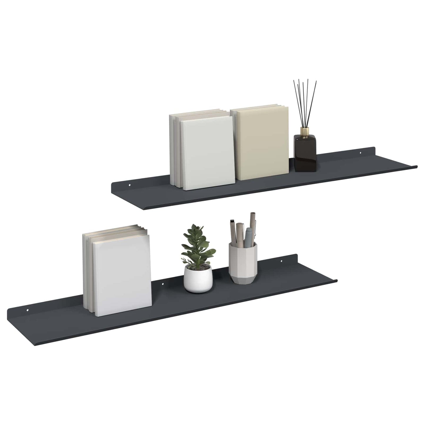 Floating Shelf 2 pcs Anthracite 80 x 18 x 2.5 cm Steel
