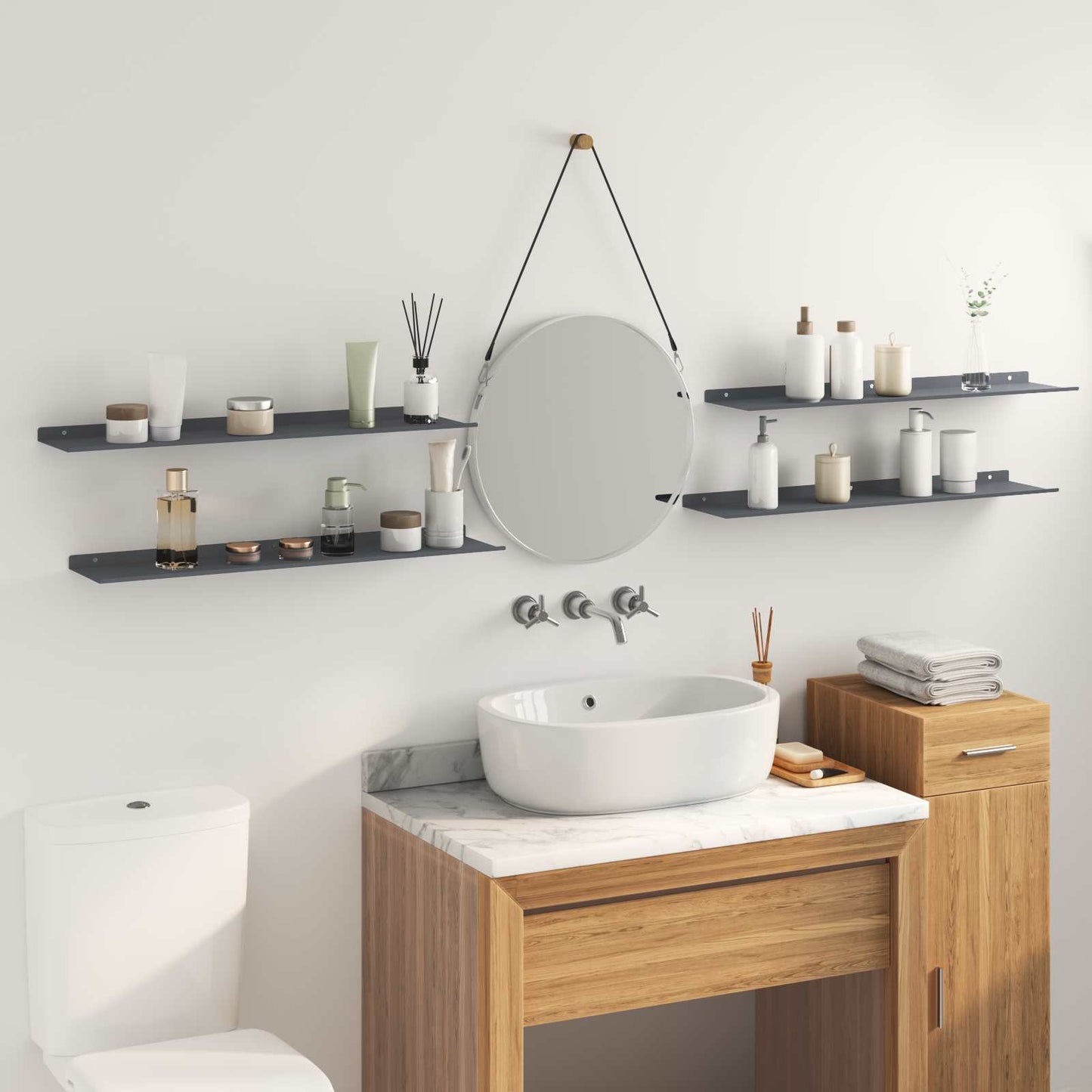 Floating Shelf 4 pcs Anthracite 80 x 18 x 2.5 cm Steel