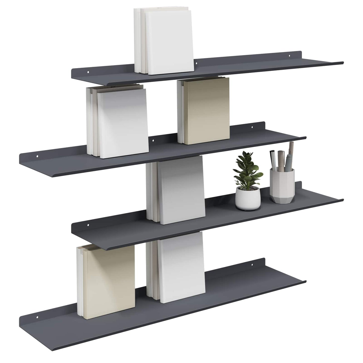Floating Shelf 4 pcs Anthracite 80 x 18 x 2.5 cm Steel