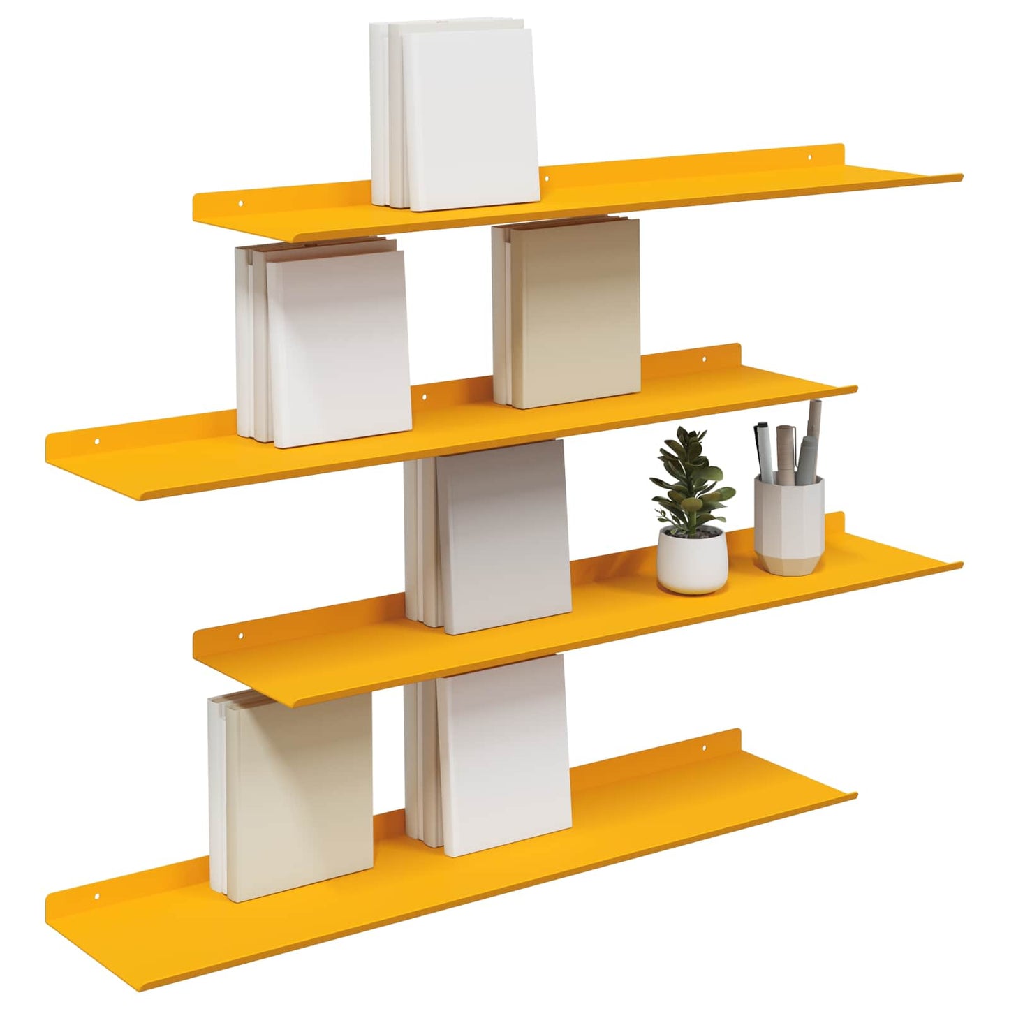 Floating Shelf 4 pcs Mustard Yellow 80 x 18 x 2.5 cm Steel