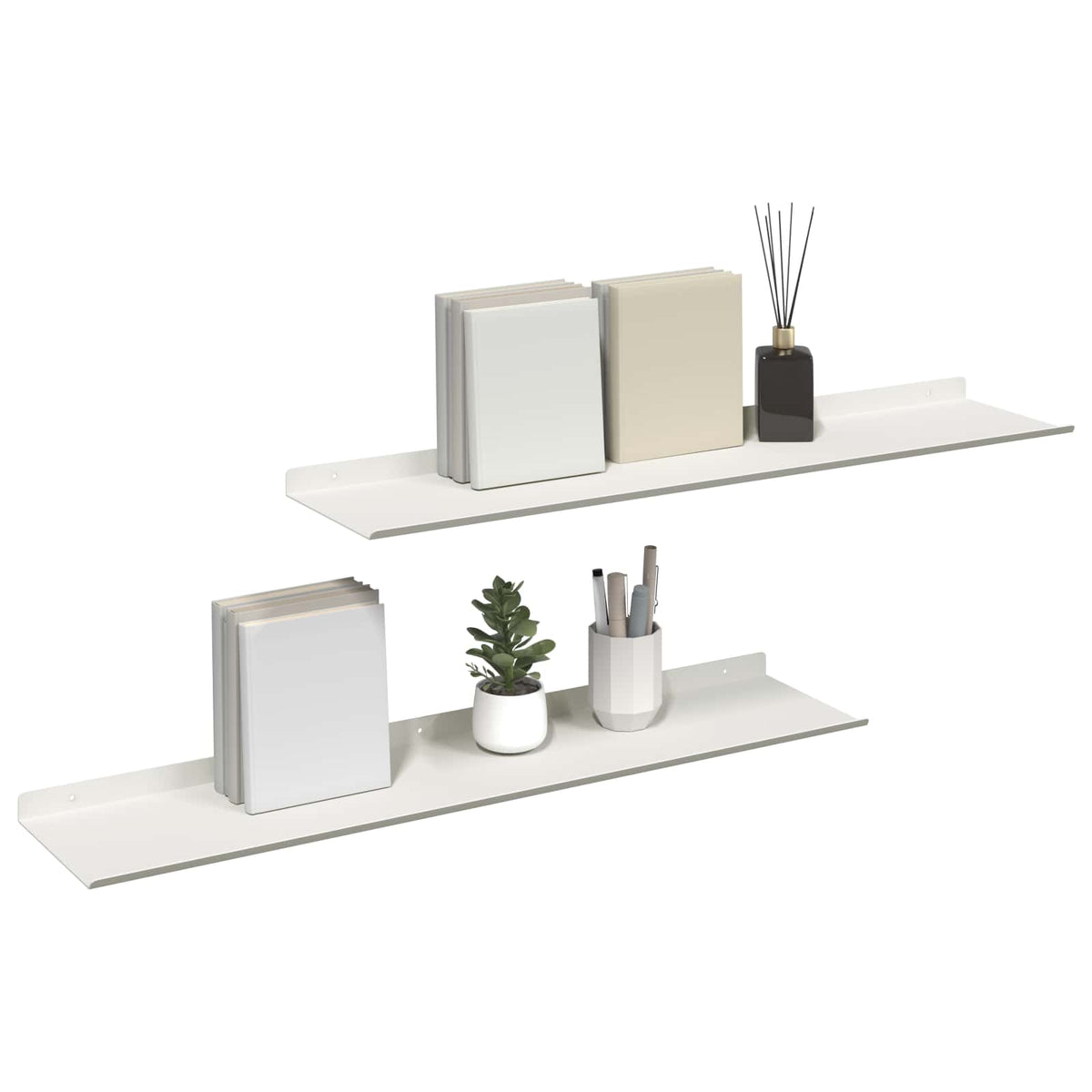 Floating Shelf 2 pcs White 80 x 18 x 2.5 cm Steel