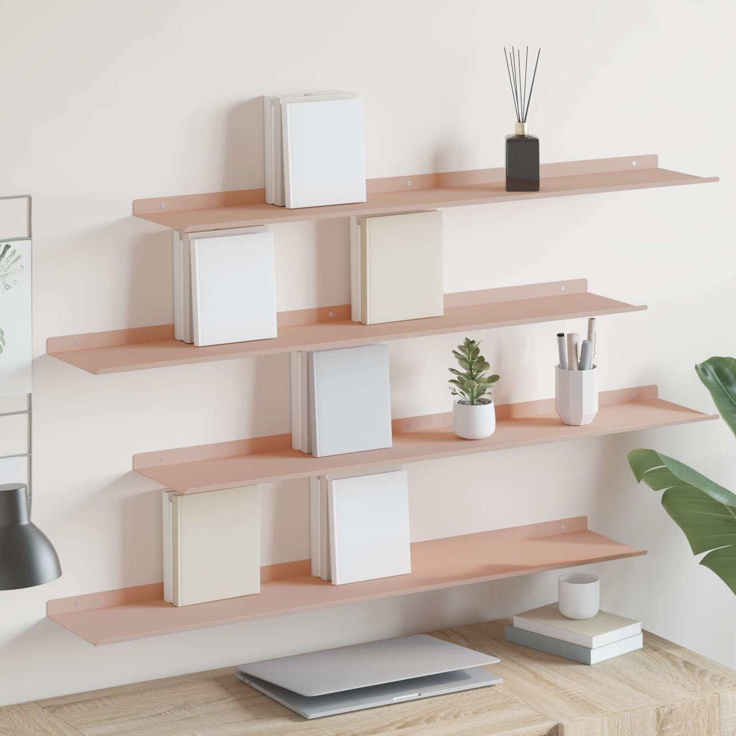 Floating Shelf Wall-mounted 4 pcs Pink 100 x 18 x 2.5 cm Steel