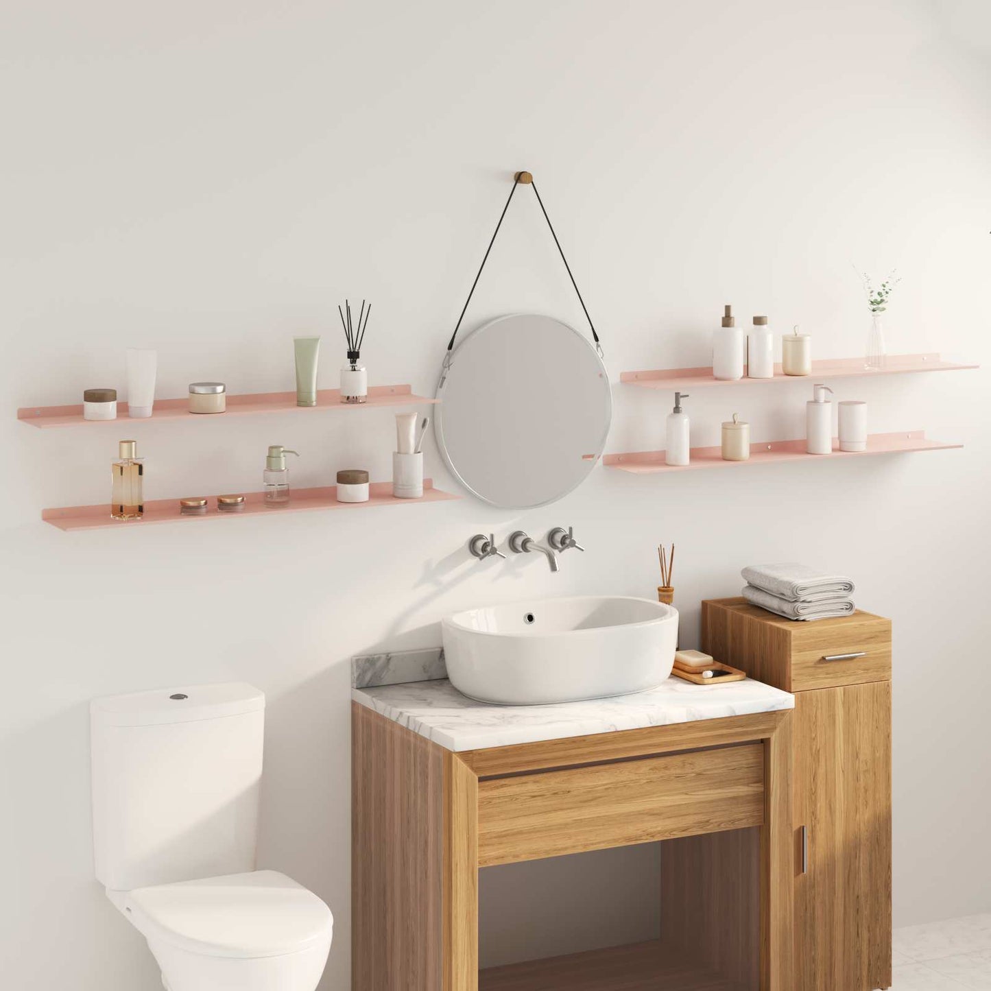 Floating Shelf Wall-mounted 4 pcs Pink 100 x 18 x 2.5 cm Steel