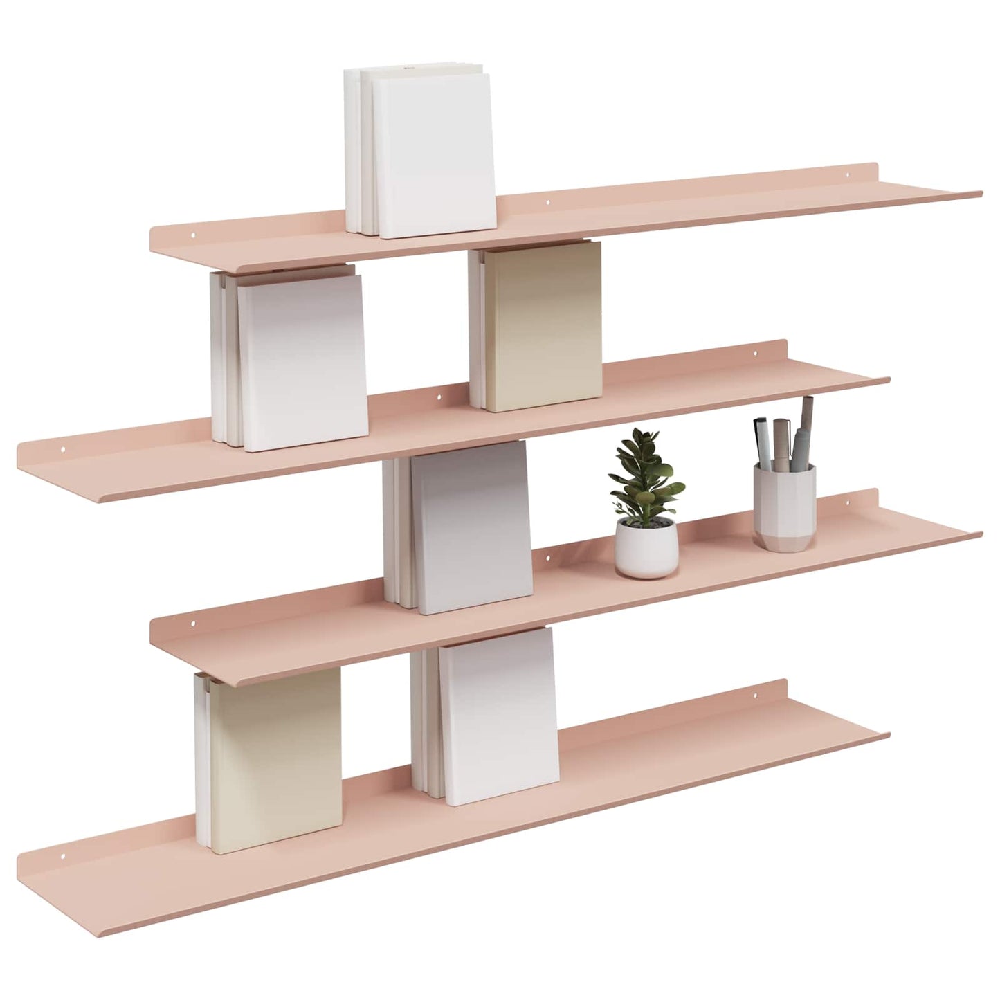 Floating Shelf Wall-mounted 4 pcs Pink 100 x 18 x 2.5 cm Steel