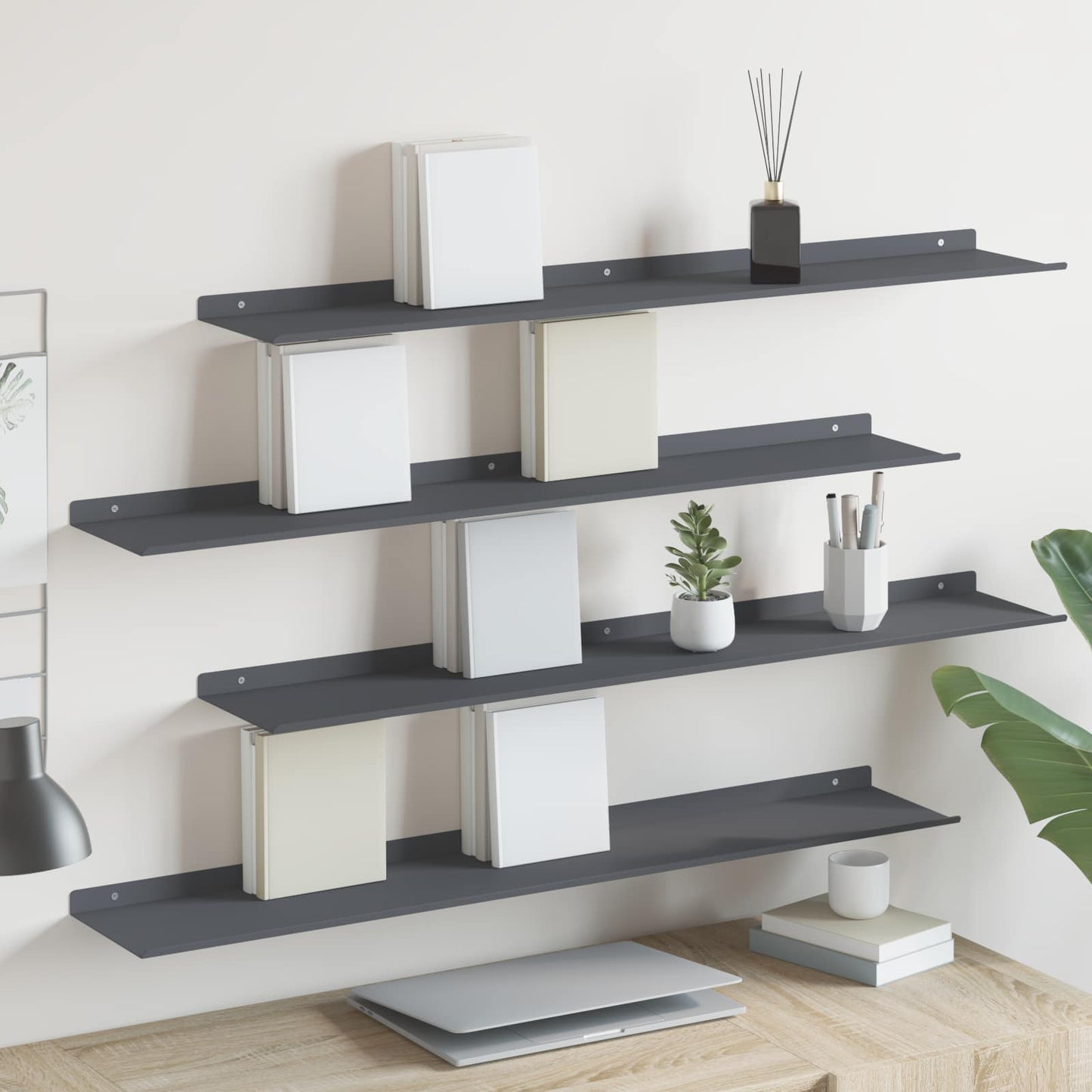 Floating Shelf 4 pcs Anthracite 100 x 18 x 2.5 cm Steel
