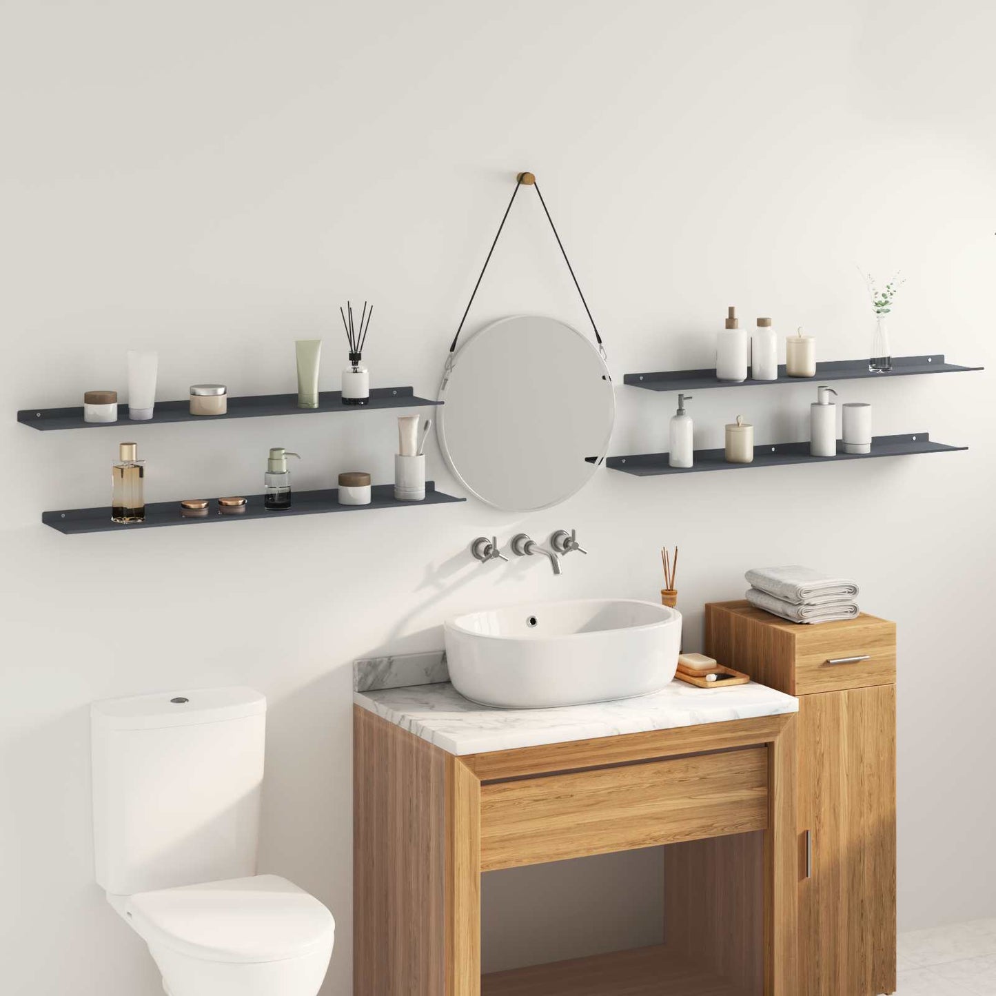 Floating Shelf 4 pcs Anthracite 100 x 18 x 2.5 cm Steel