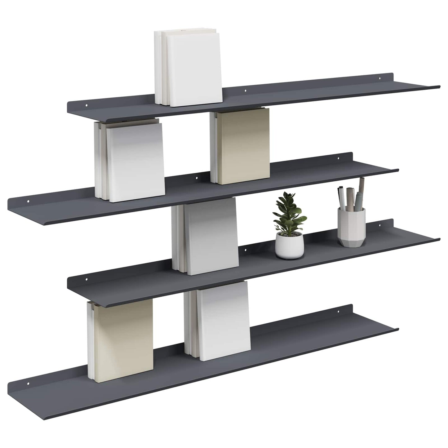 Floating Shelf 4 pcs Anthracite 100 x 18 x 2.5 cm Steel