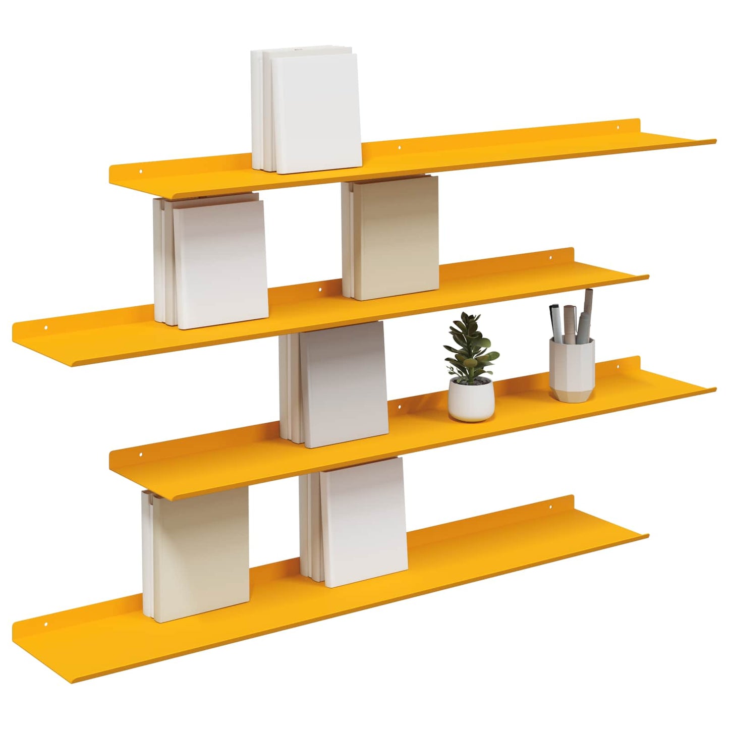 Floating Shelf 4 pcs Mustard Yellow 100 x 18 x 2.5 cm Steel