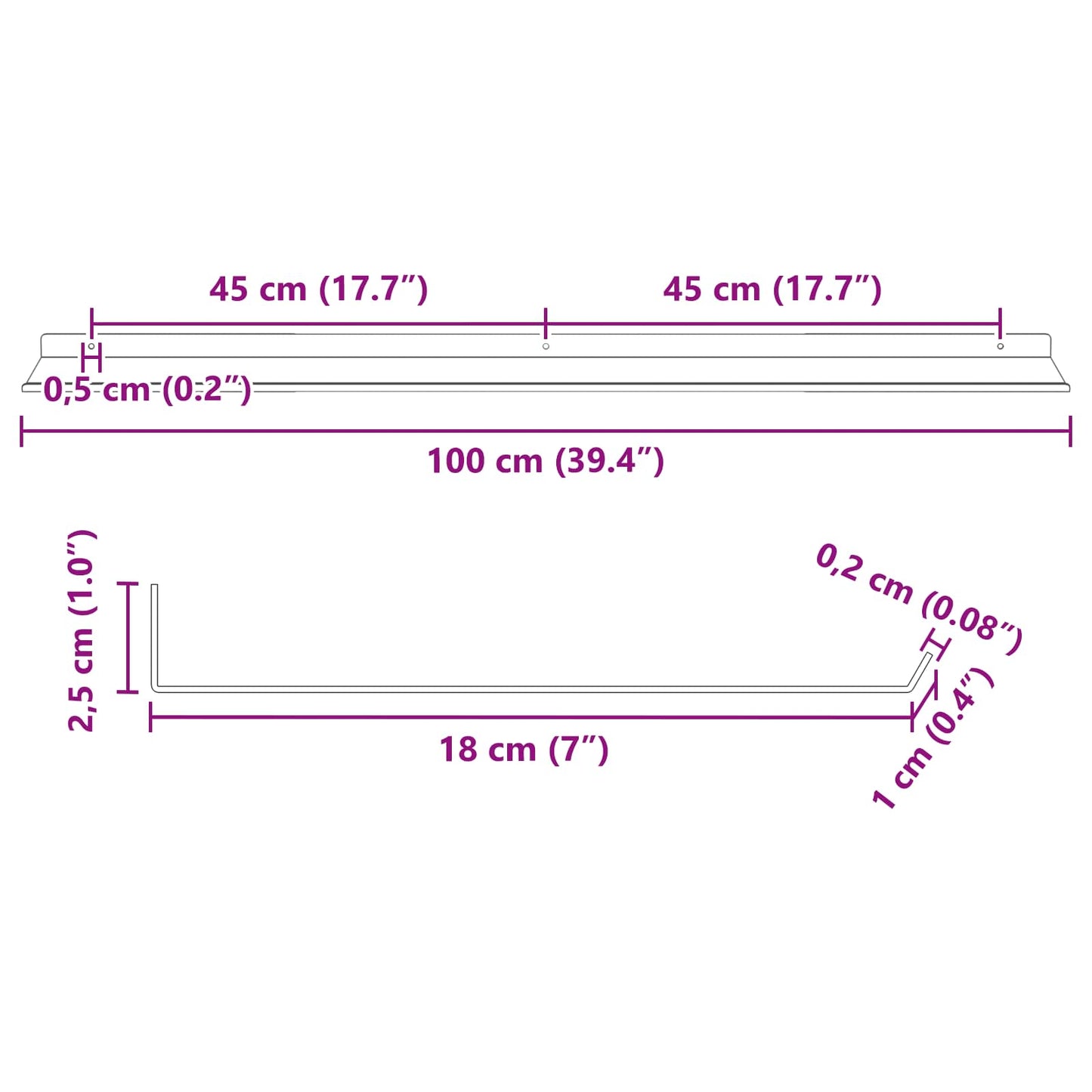 Floating Shelf 4 pcs Mustard Yellow 100 x 18 x 2.5 cm Steel