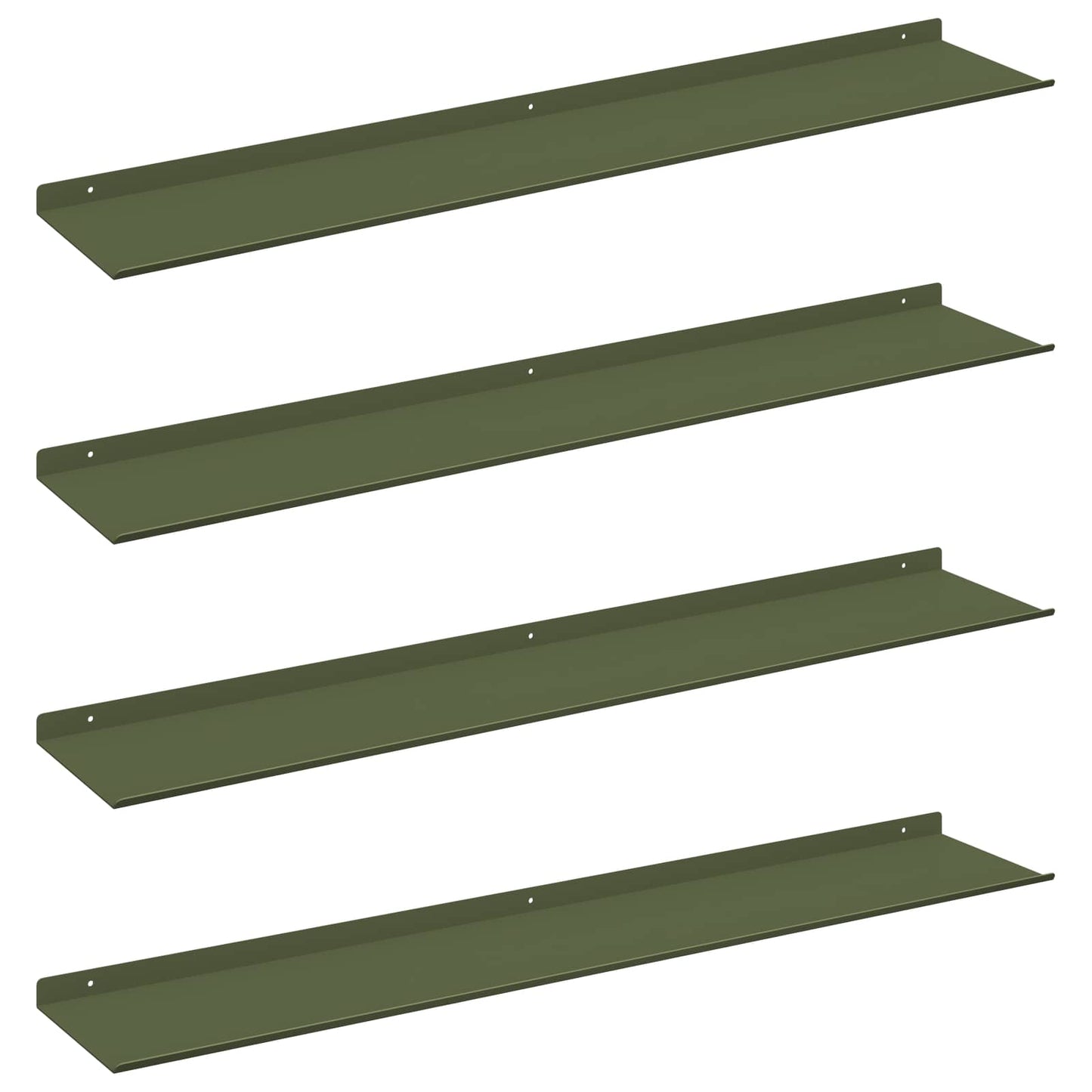 Floating Shelf 4 pcs Olive Green 100 x 18 x 2.5 cm Steel
