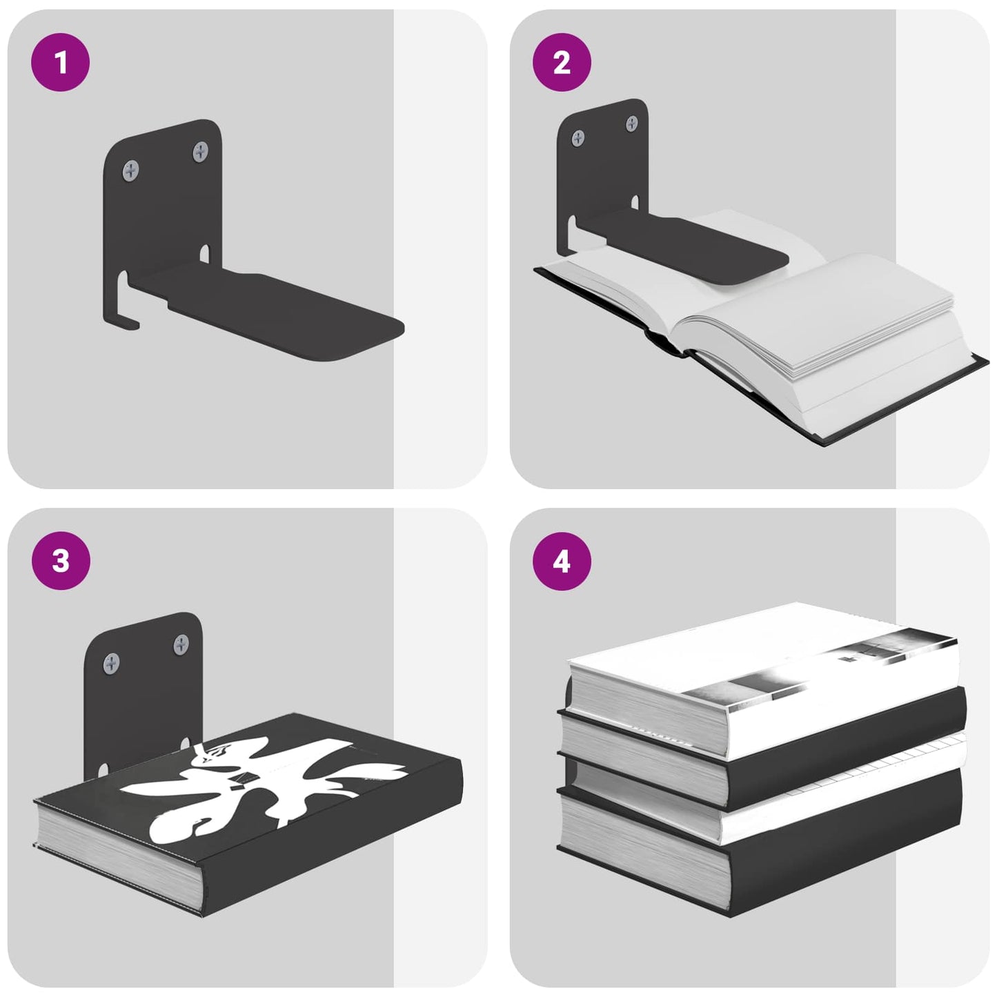 Floating Shelf with Shelf 8 pcs Black 6 x 10.8 x 6.6 cm