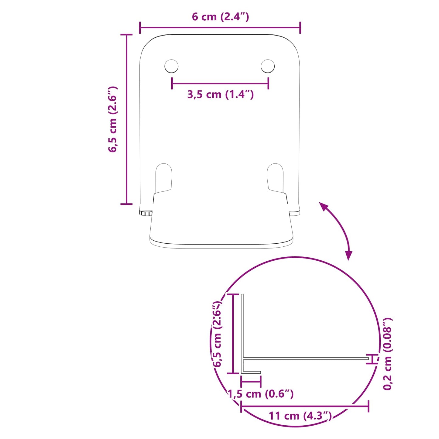 Floating Shelf with Shelf 24 pcs White 6 x 10.8 x 6.6 cm
