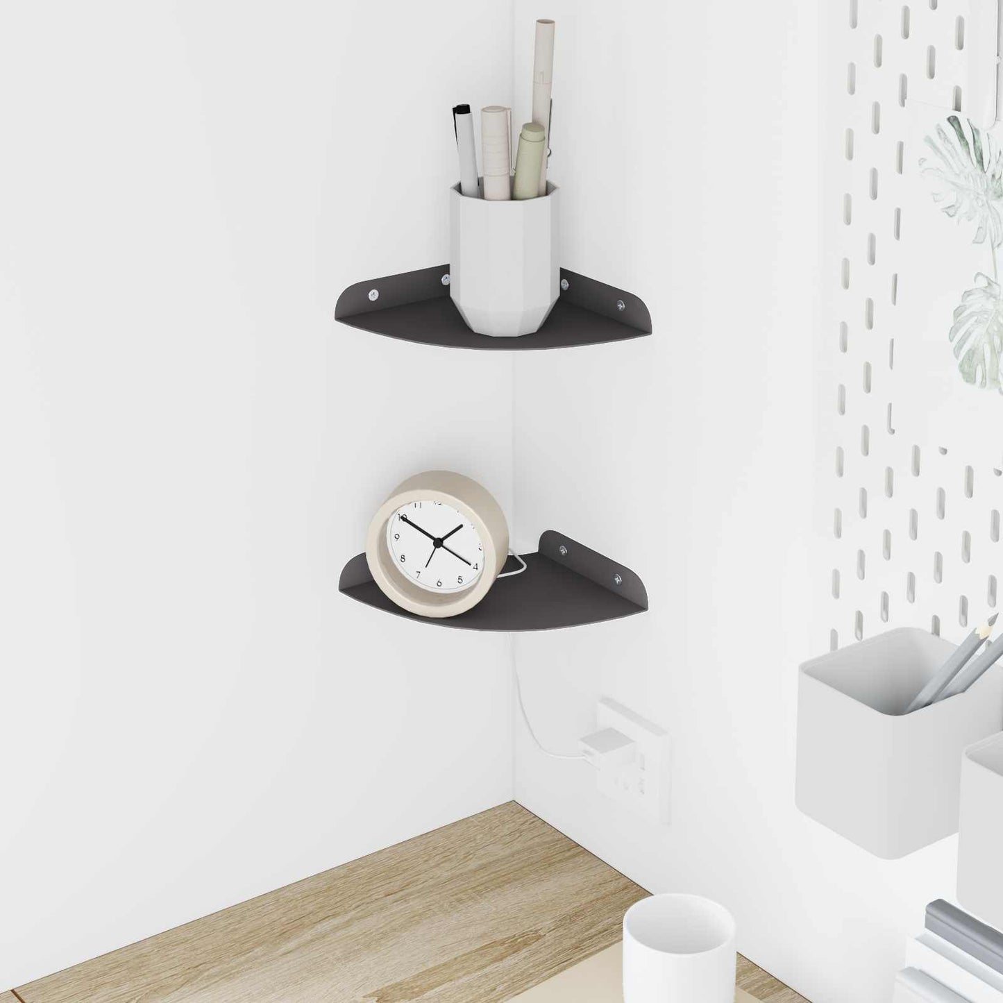 Floating Shelf with Shelf 2 pcs Black 15 x 15 x 2 cm