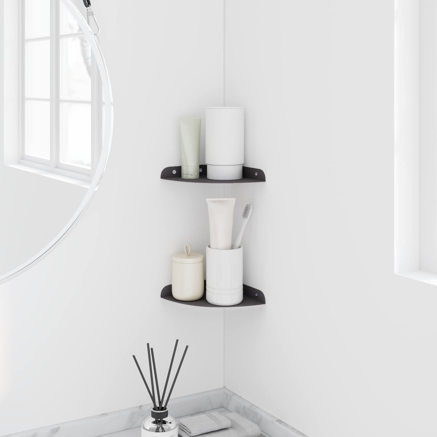 Floating Shelf with Shelf 2 pcs Black 15 x 15 x 2 cm