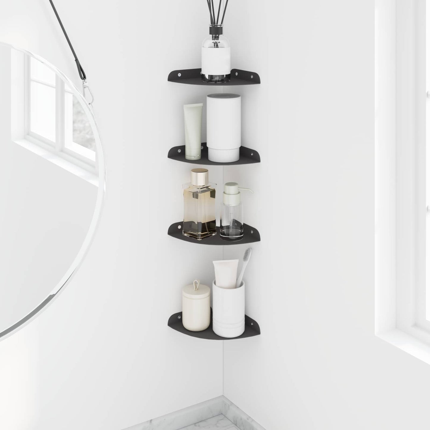 Floating Shelf with Shelf 4 pcs Black 15 x 15 x 2 cm