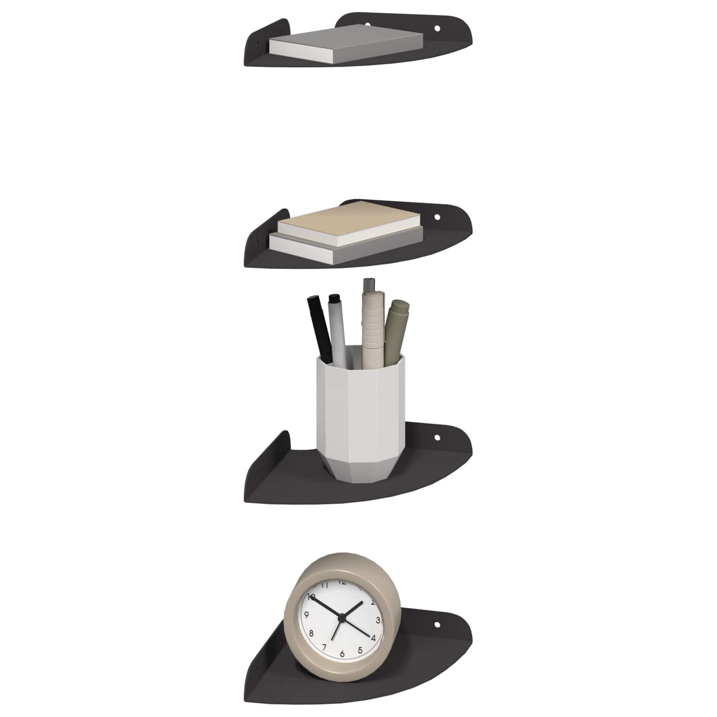 Floating Shelf with Shelf 4 pcs Black 15 x 15 x 2 cm
