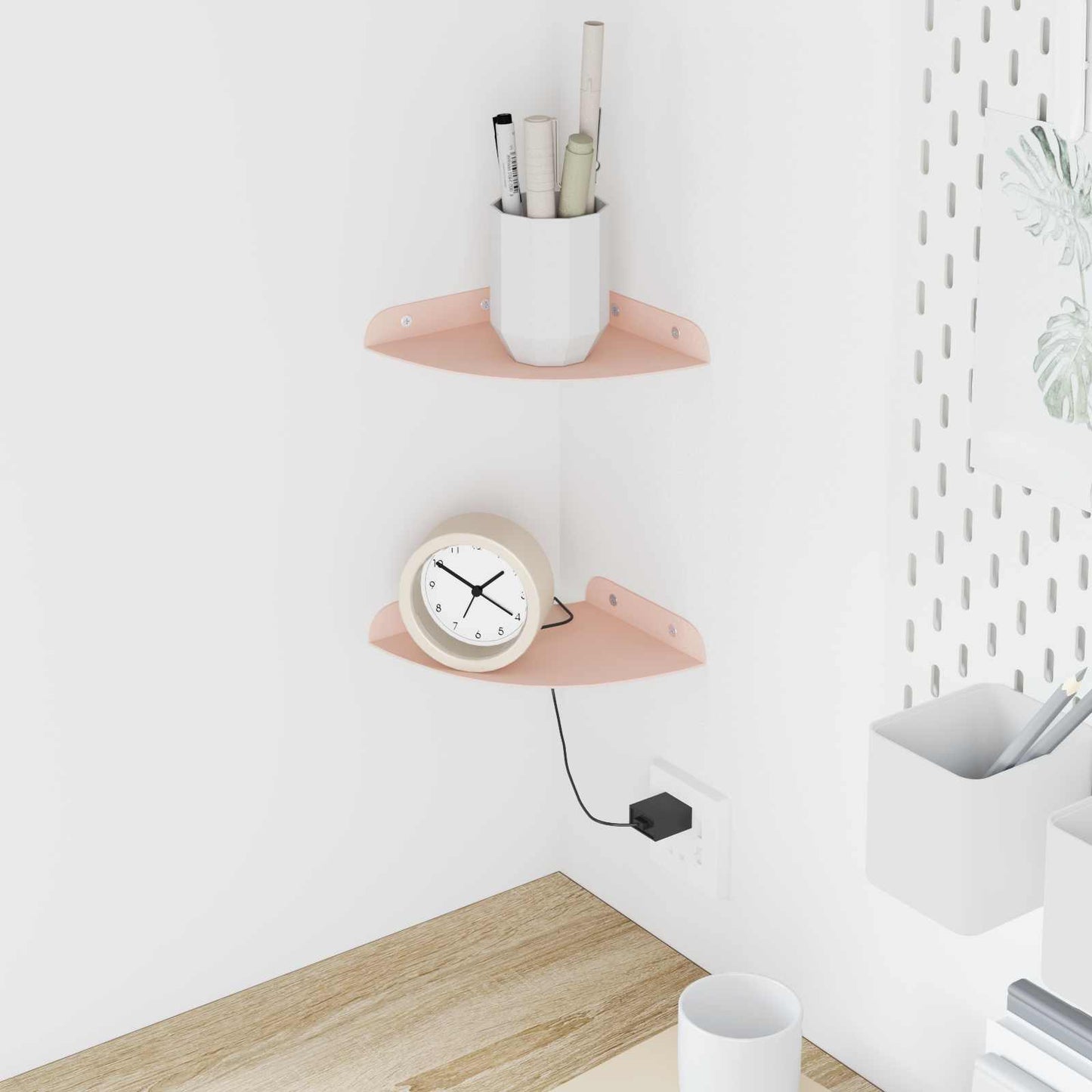 Floating Shelf with Shelf 2 pcs Pink 15 x 15 x 2 cm