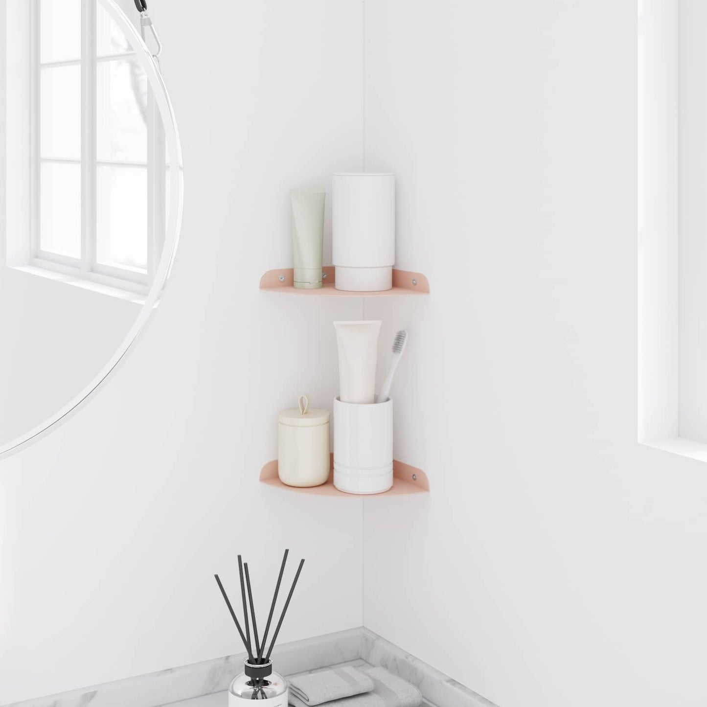 Floating Shelf with Shelf 2 pcs Pink 15 x 15 x 2 cm