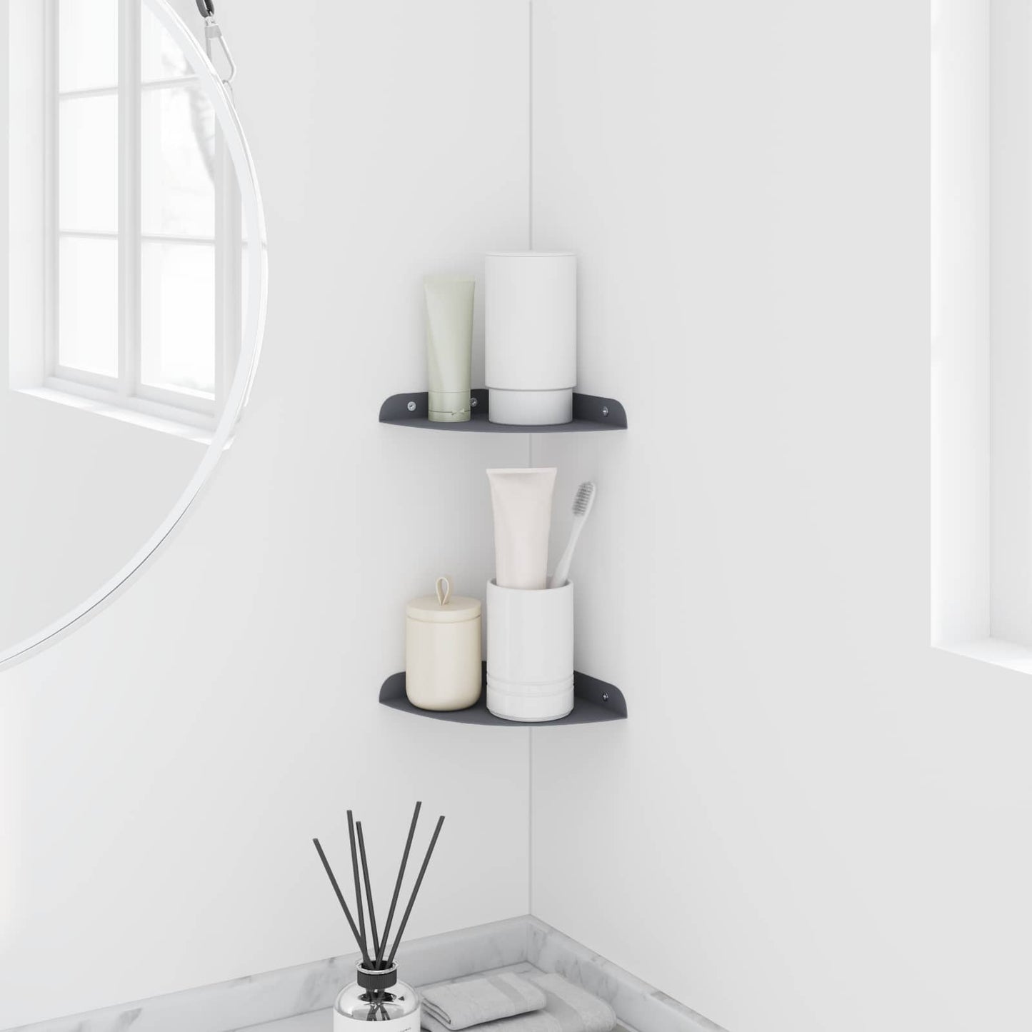 Floating Shelf with Shelf 2 pcs Anthracite 15 x 15 x 2 cm