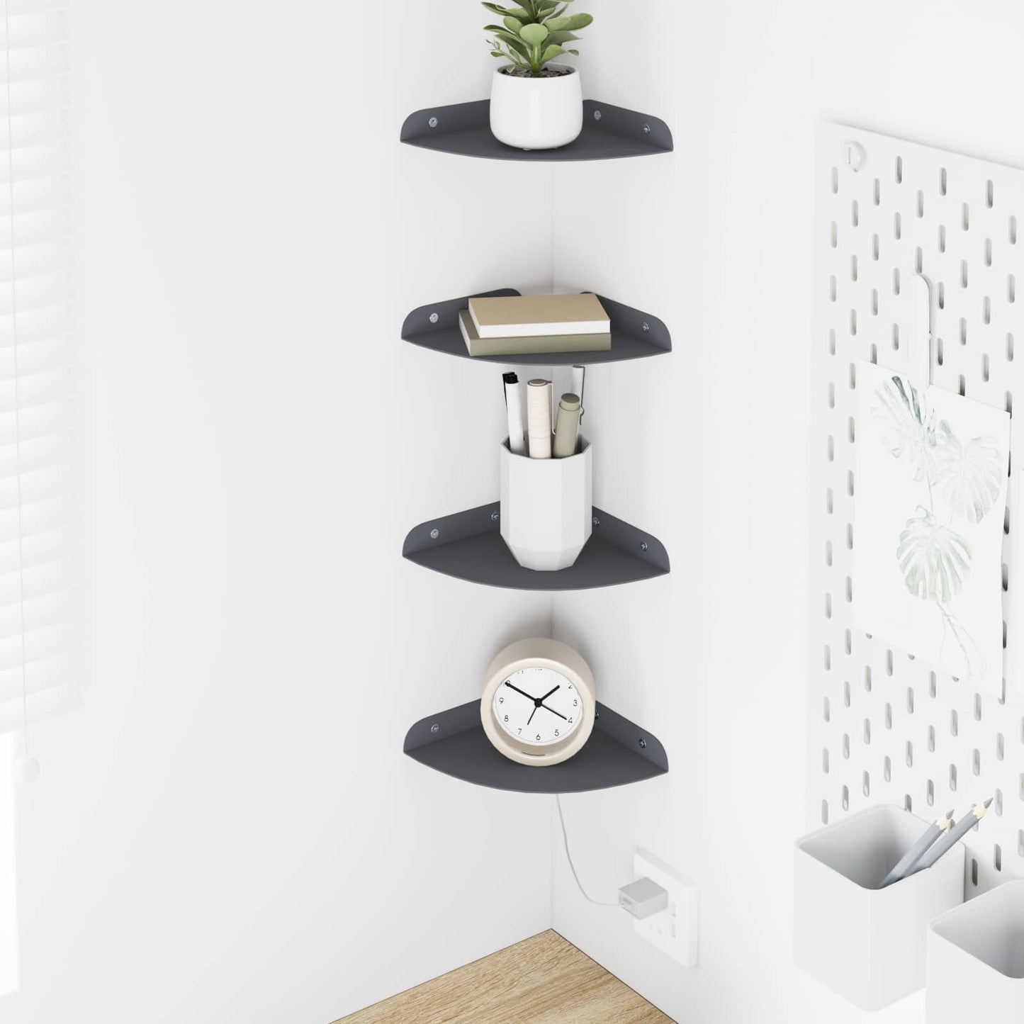 Floating Shelf with Shelf 4 pcs Anthracite 15 x 15 x 2 cm