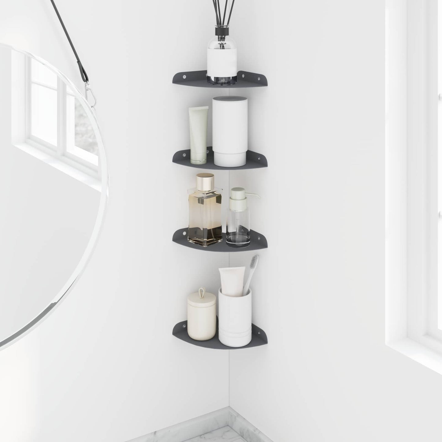 Floating Shelf with Shelf 4 pcs Anthracite 15 x 15 x 2 cm