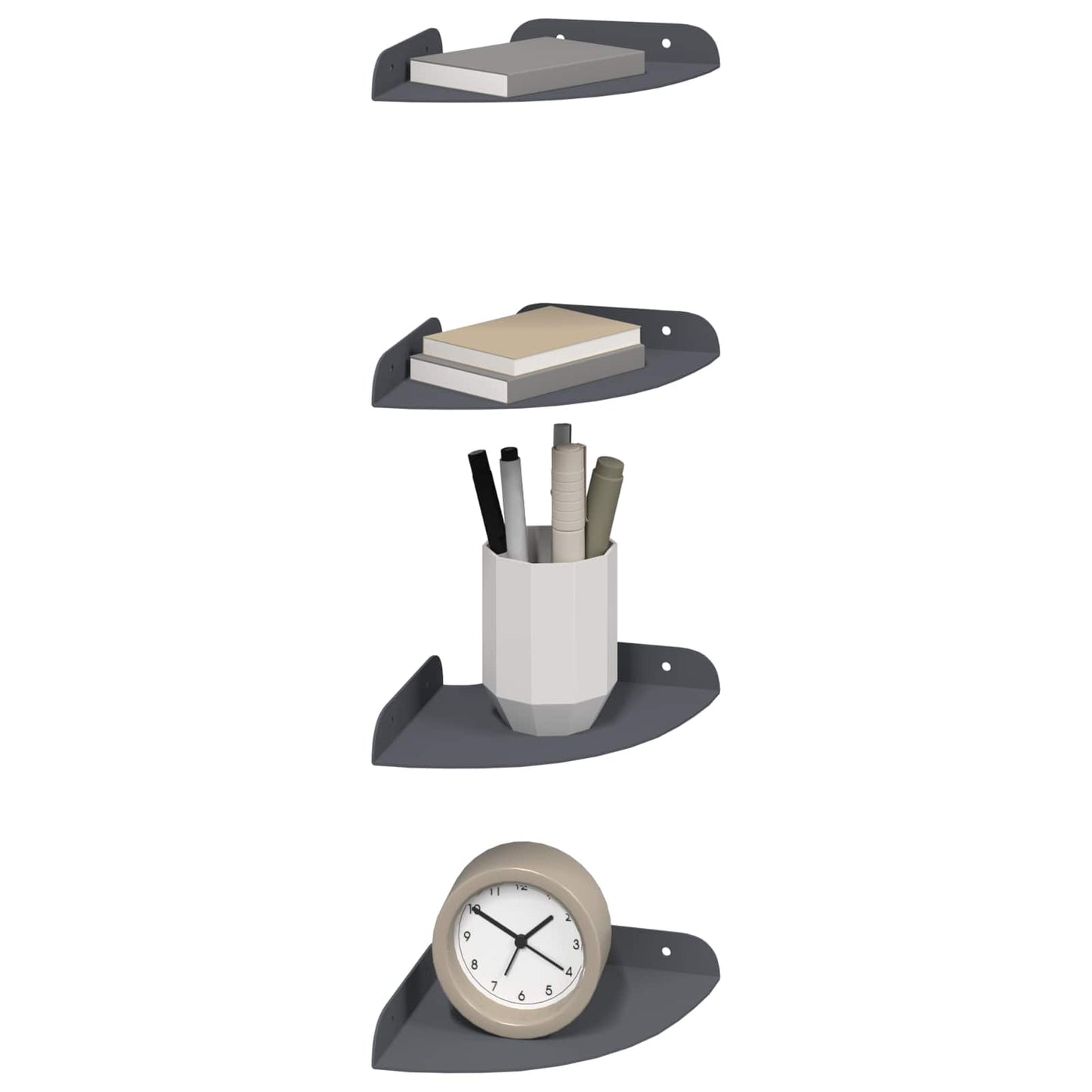 Floating Shelf with Shelf 4 pcs Anthracite 15 x 15 x 2 cm