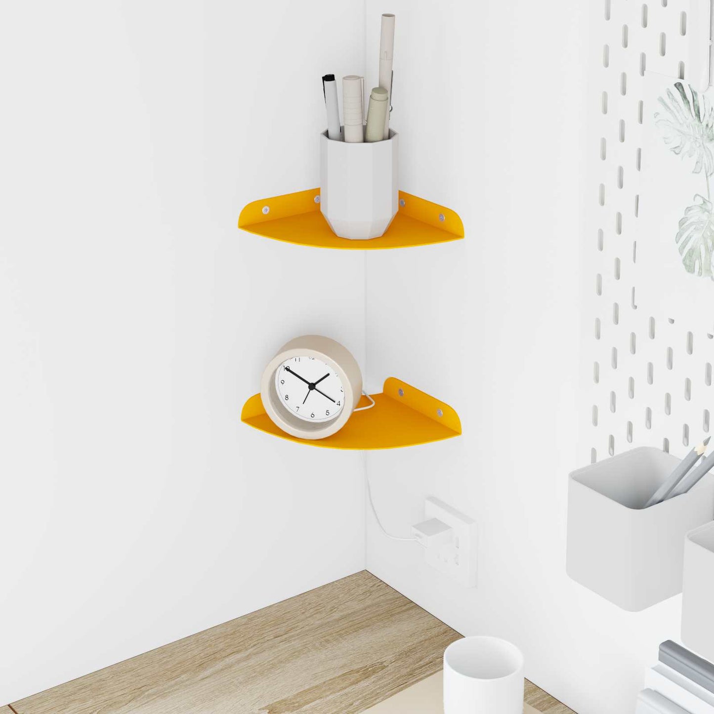 Floating Shelf with Shelf 2 pcs Mustard Yellow 15 x 15 x 2 cm