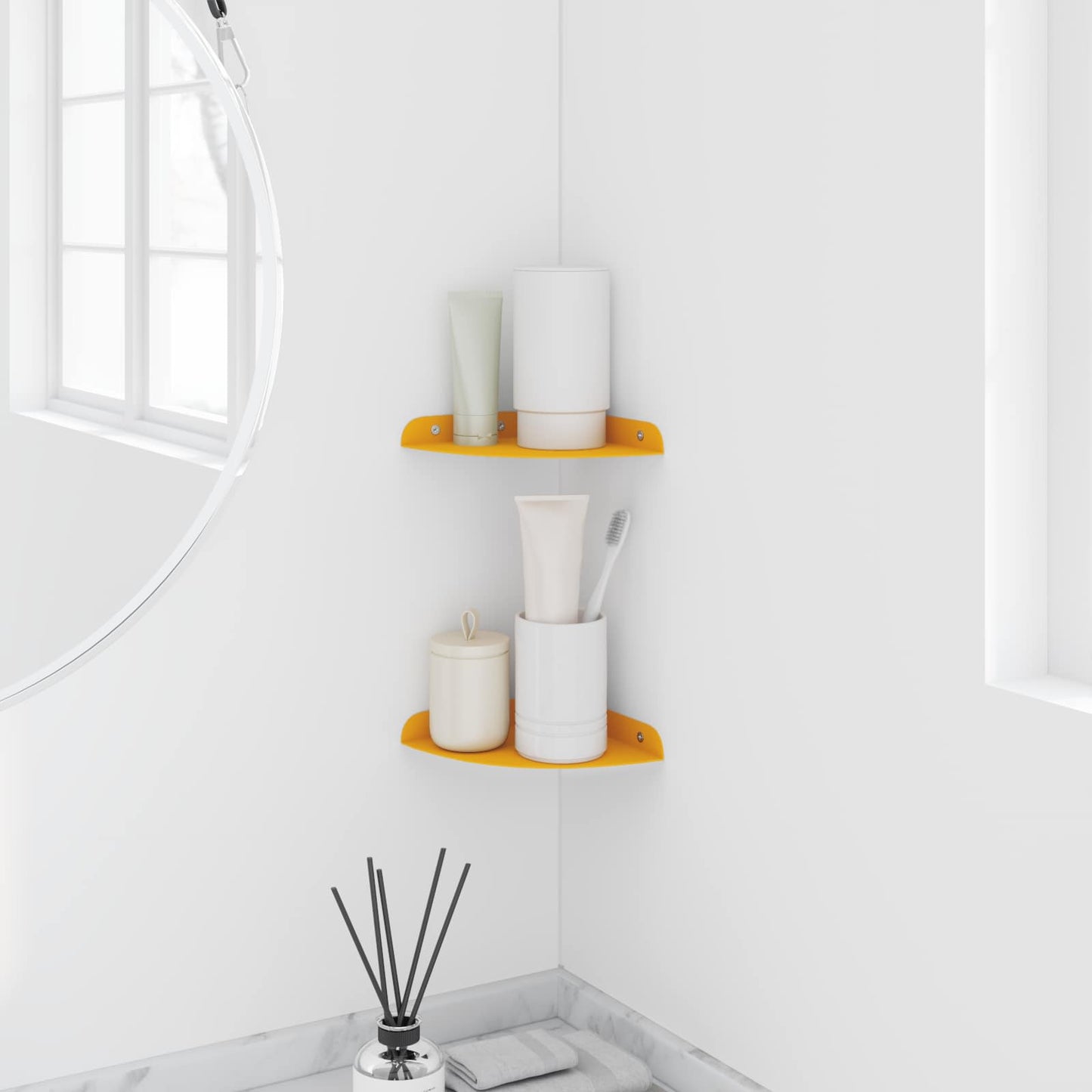 Floating Shelf with Shelf 2 pcs Mustard Yellow 15 x 15 x 2 cm