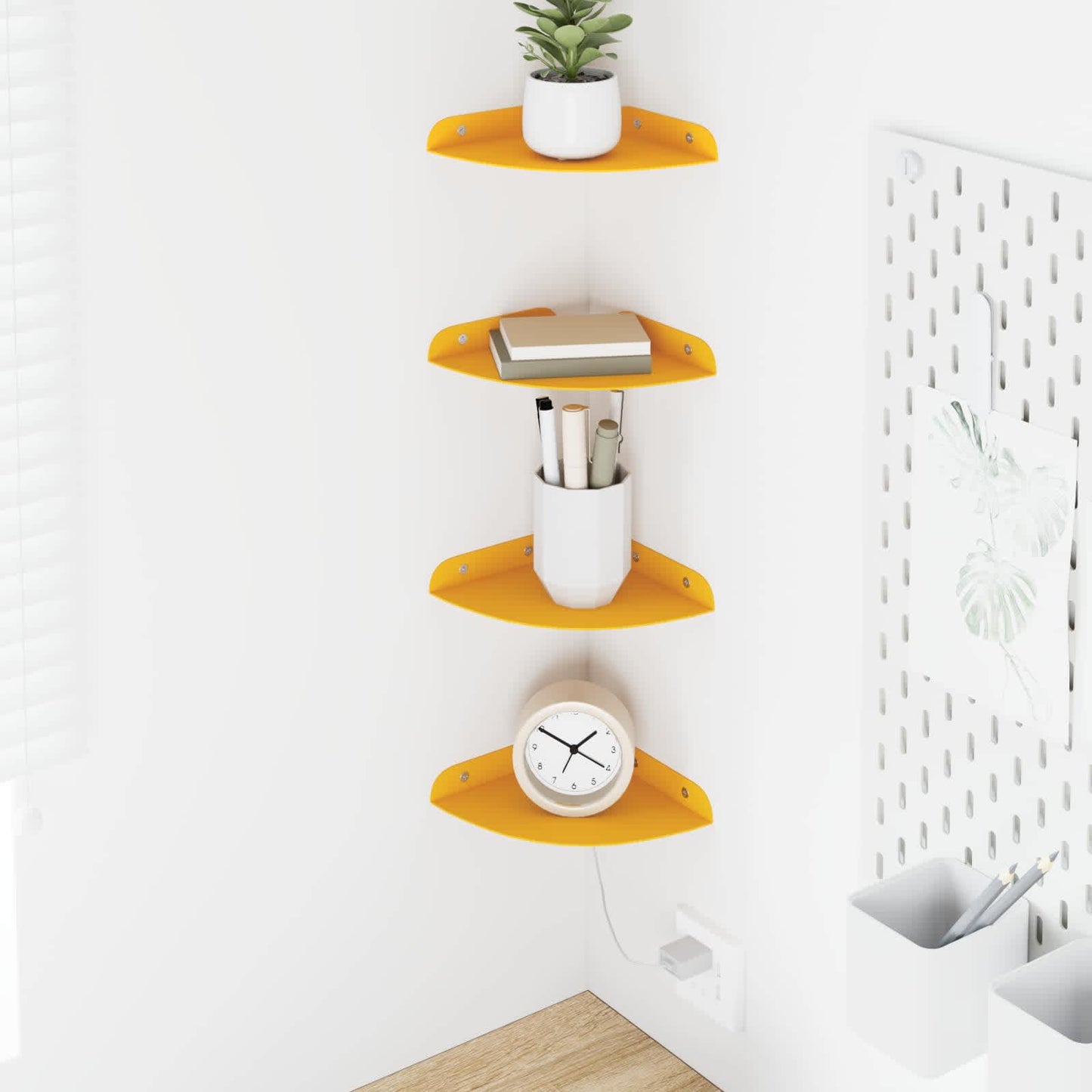 Floating Shelf with Shelf 4 pcs Mustard Yellow 15 x 15 x 2 cm