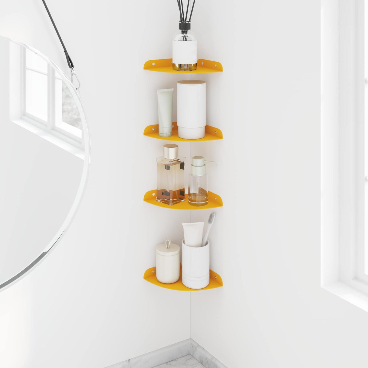 Floating Shelf with Shelf 4 pcs Mustard Yellow 15 x 15 x 2 cm