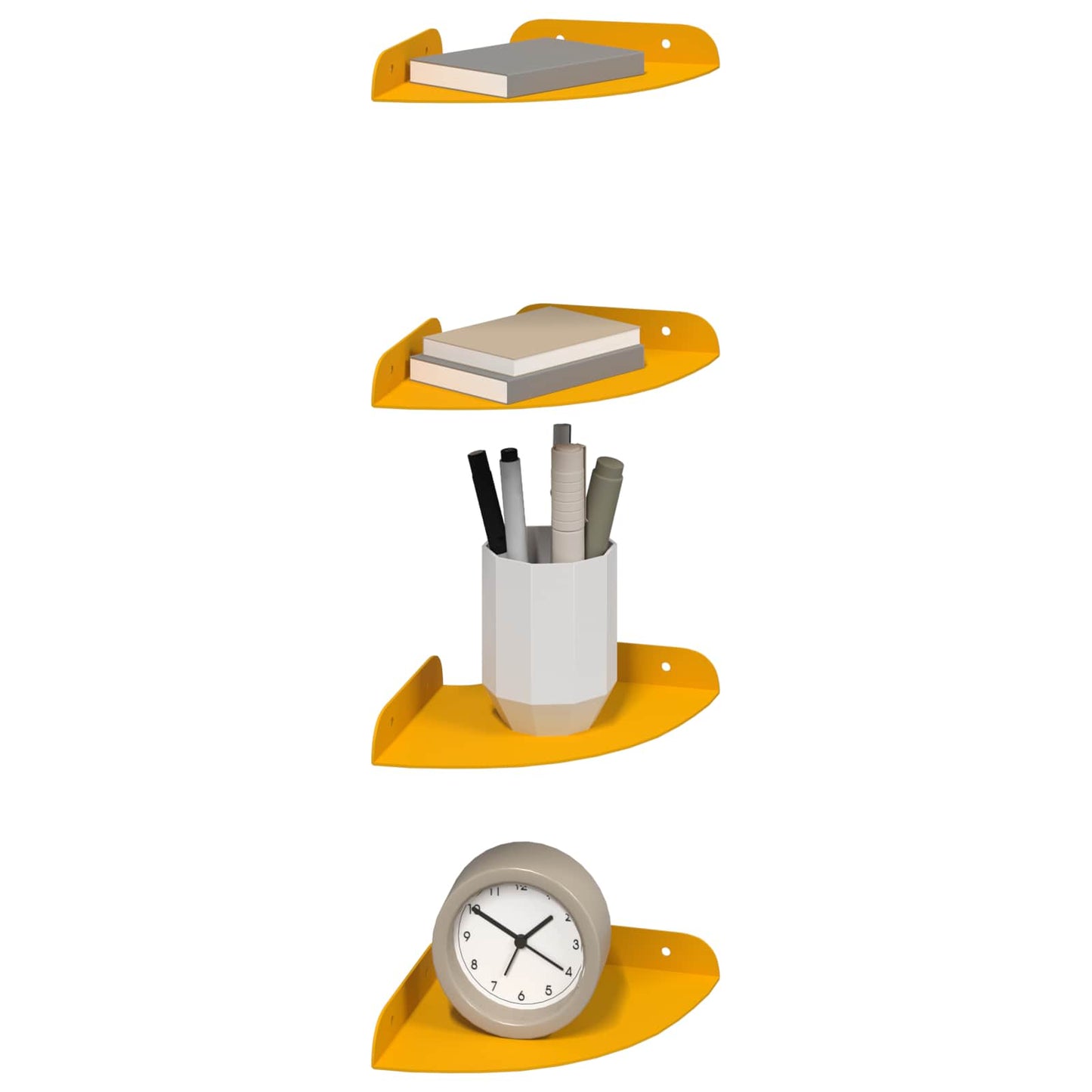 Floating Shelf with Shelf 4 pcs Mustard Yellow 15 x 15 x 2 cm