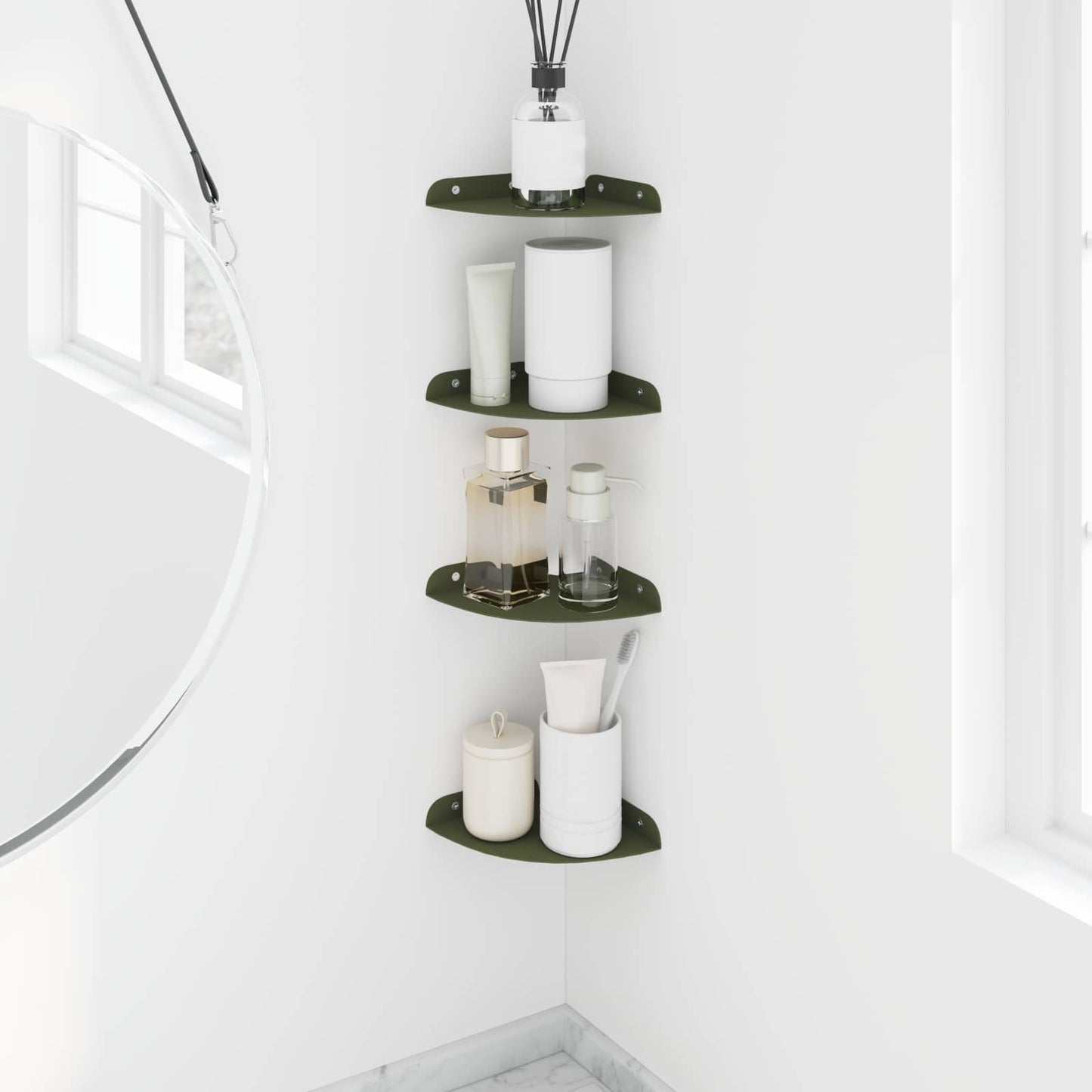 Floating Shelf with Shelf 4 pcs Olive Green 15 x 15 x 2 cm