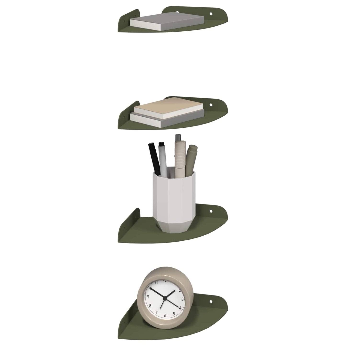 Floating Shelf with Shelf 4 pcs Olive Green 15 x 15 x 2 cm