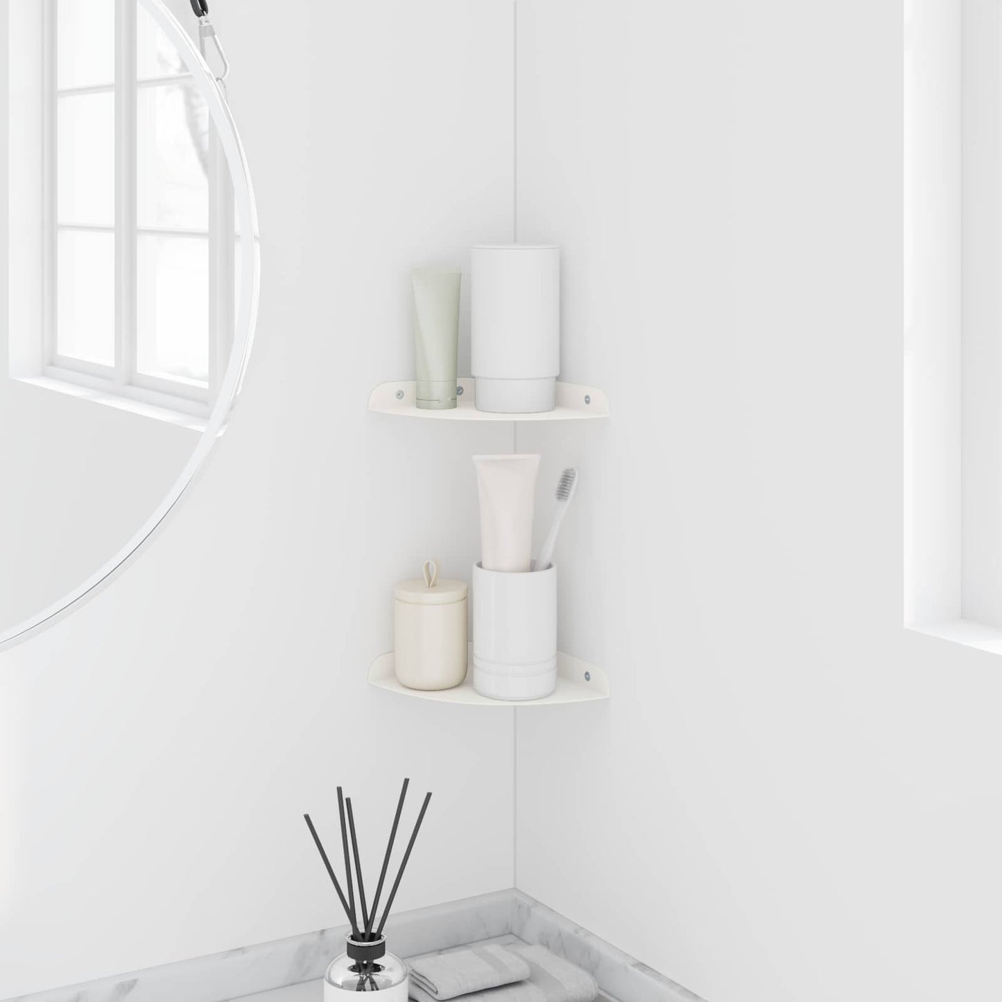 Floating Shelf with Shelf 2 pcs White 15 x 15 x 2 cm