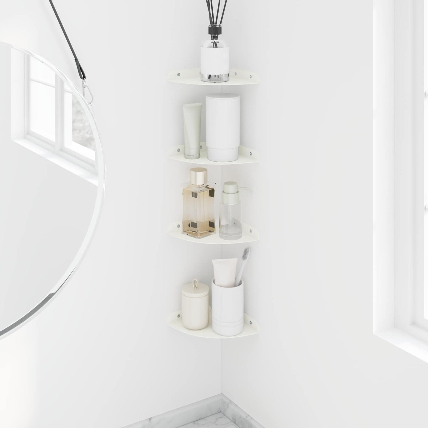 Floating Shelf with Shelf 4 pcs White 15 x 15 x 2 cm