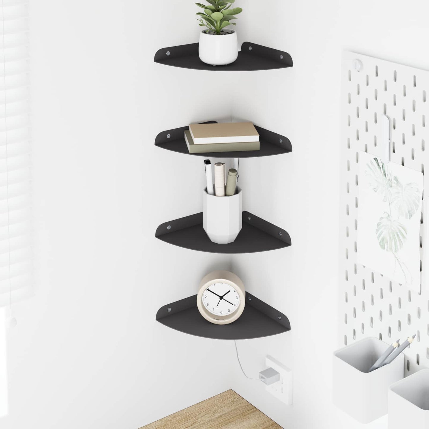 Floating Shelf with Shelf 4 pcs Black 18 x 18 x 2 cm