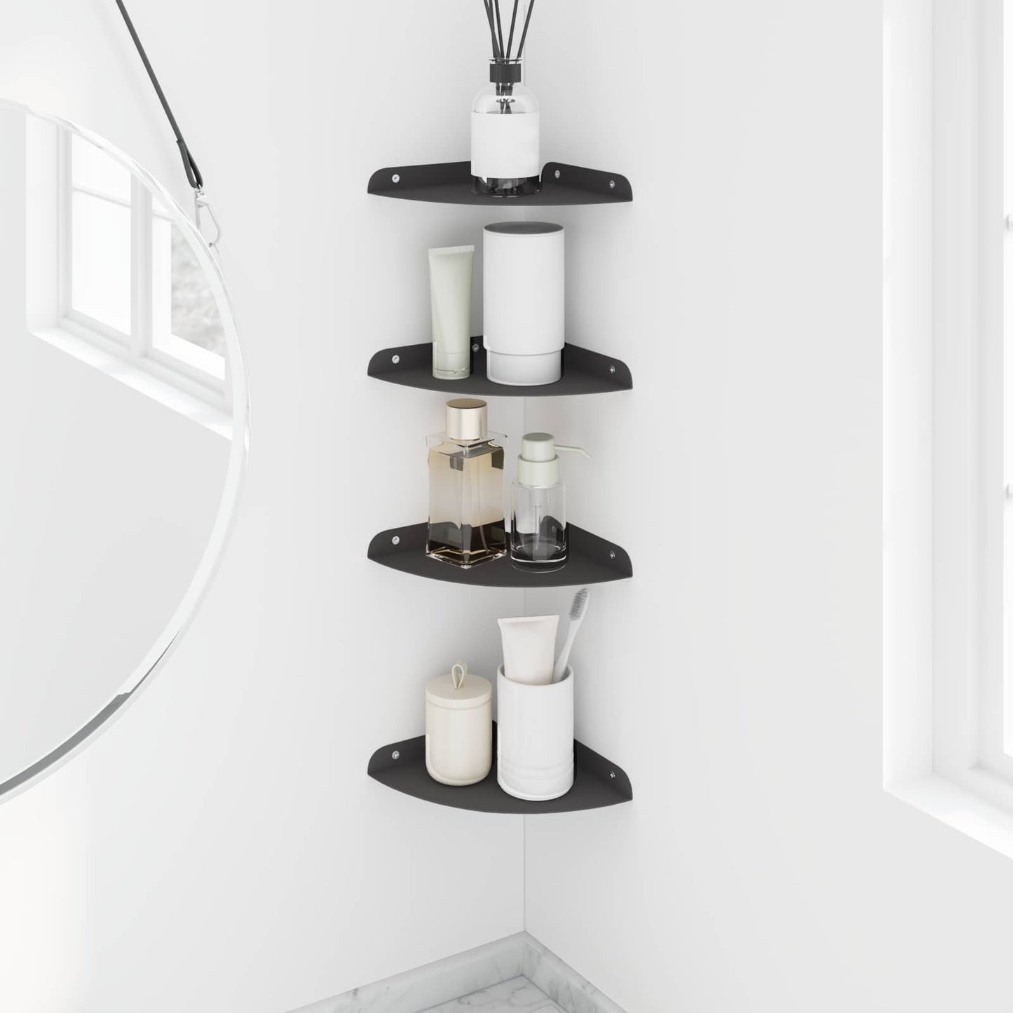 Floating Shelf with Shelf 4 pcs Black 18 x 18 x 2 cm