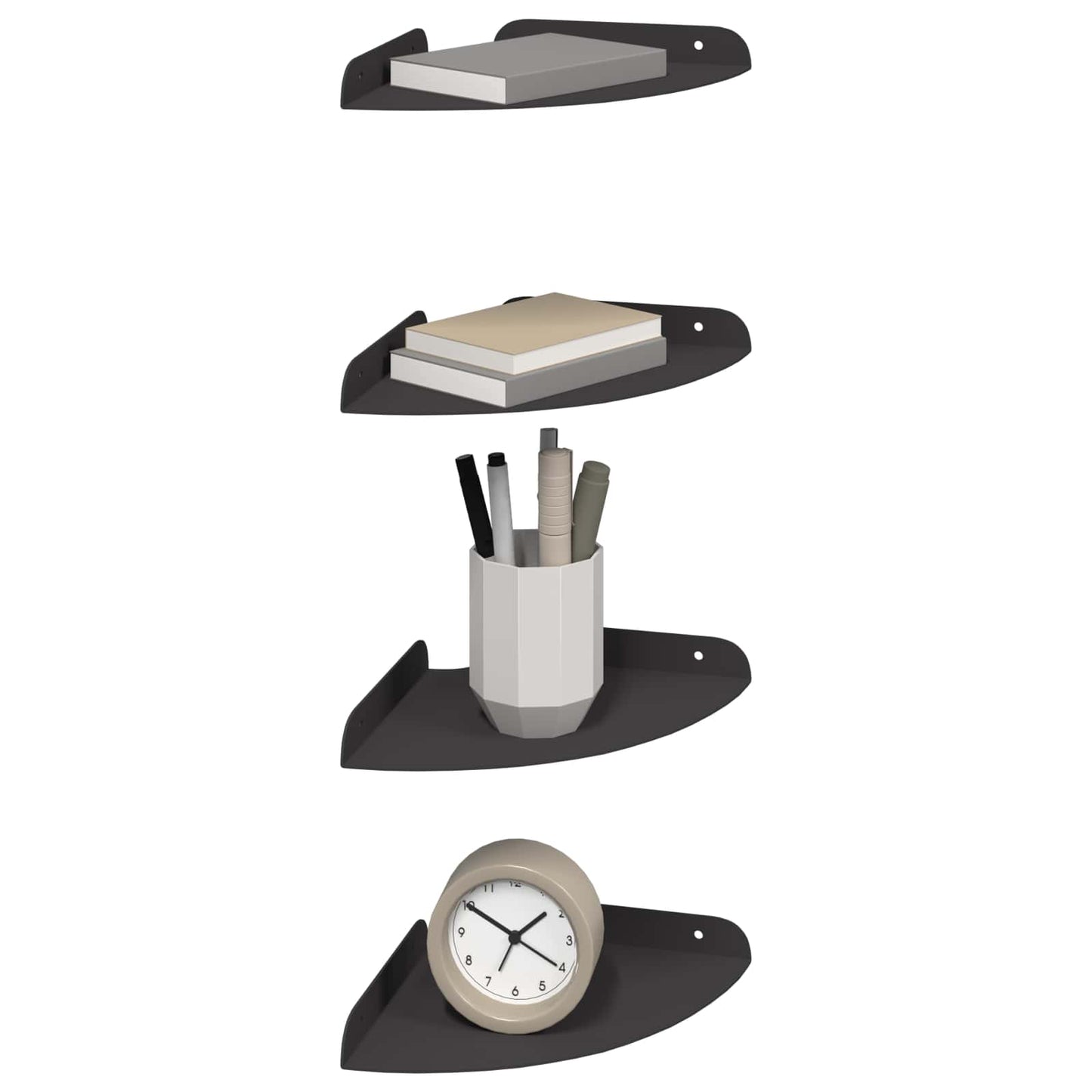 Floating Shelf with Shelf 4 pcs Black 18 x 18 x 2 cm