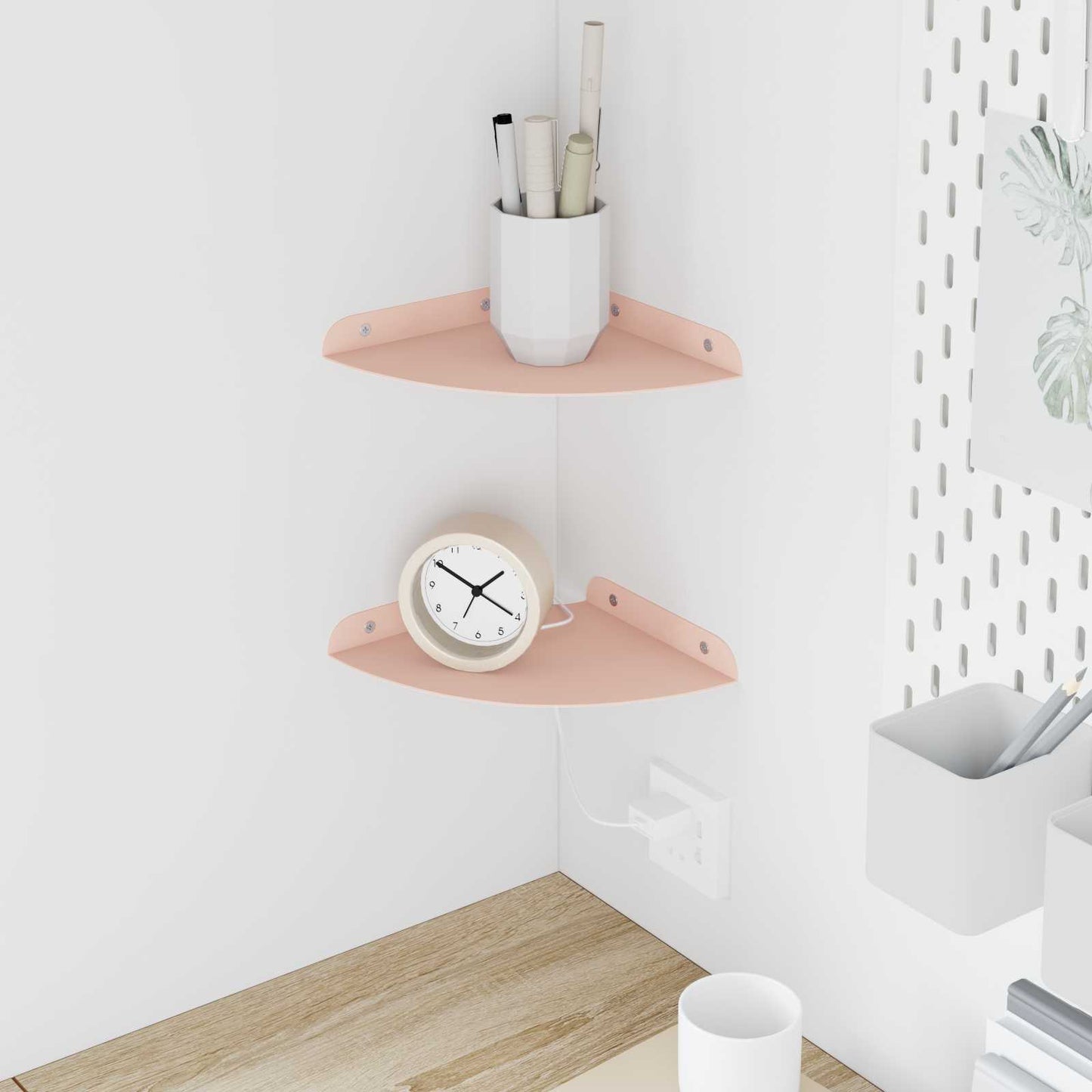 Floating Shelf with Shelf 2 pcs Pink 18 x 18 x 2 cm
